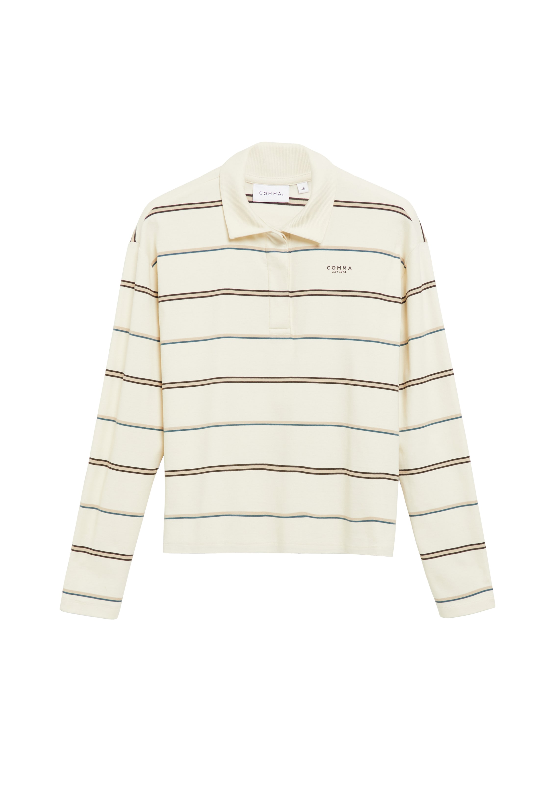 Comma Langarm-Poloshirt mit Streifen