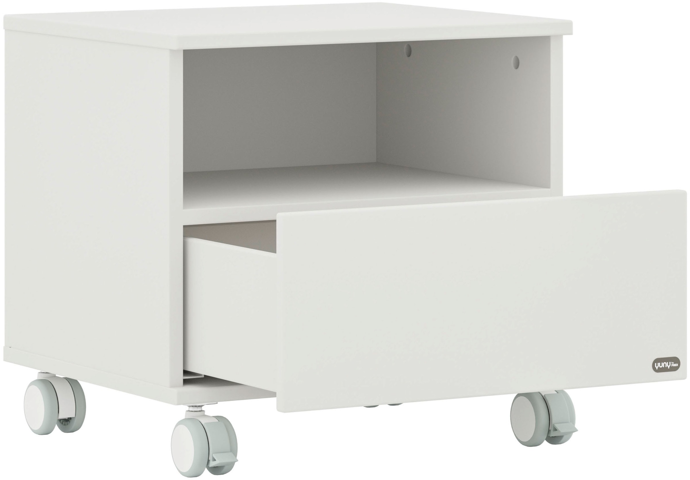 PAIDI Nachtkommode »CUTIE LEA in Weiß, Schublade mit Soft-Close« B/H/T ca. 48/45/40cm, Off-White,  moderner & stabiler Nachttisch aus Holz, feststellbare Rollen