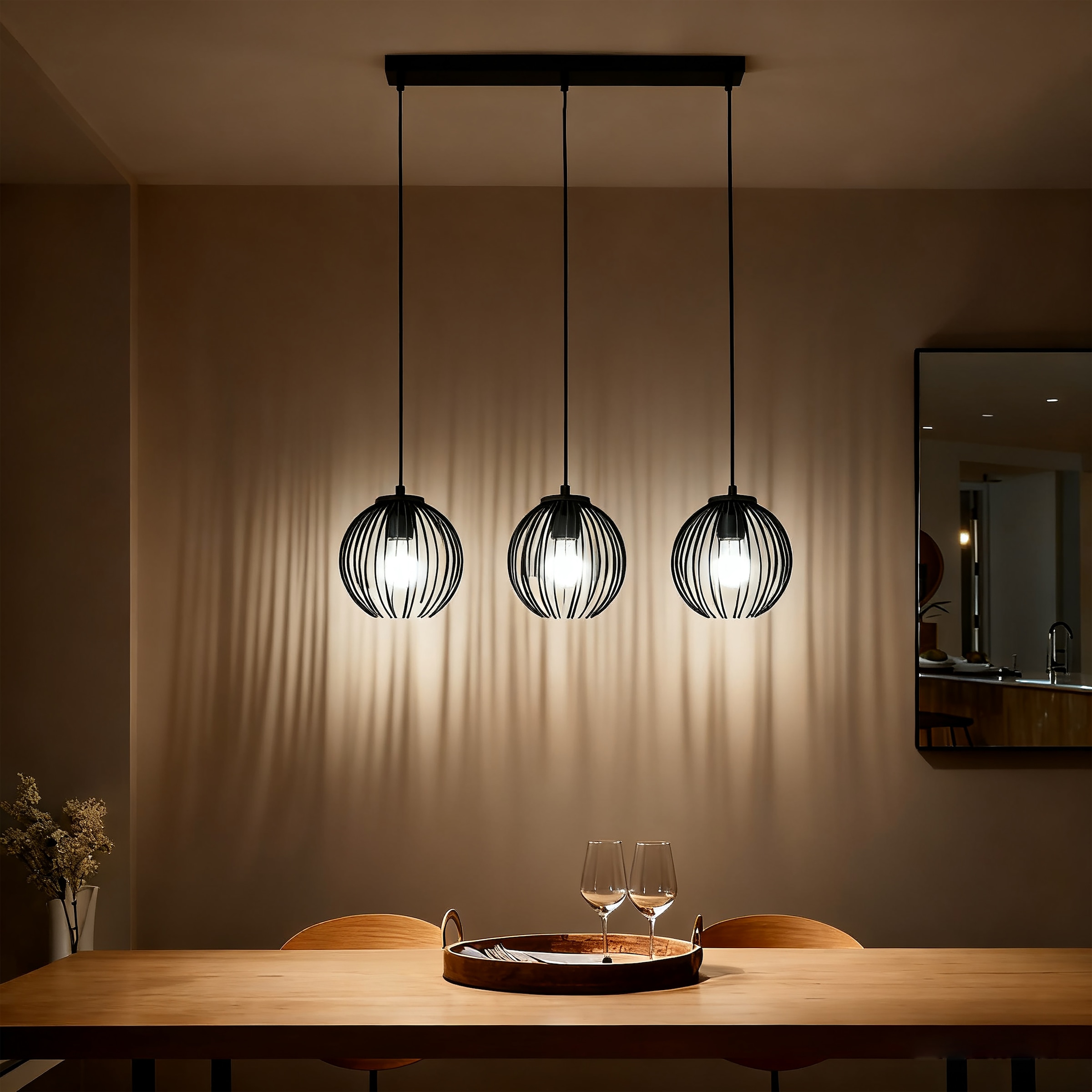 OTTO home Pendelleuchte »Tonnia - Hängelampe, höhenverstellbar, Pendellampe, Metall« E27 1 Stk. Lichteffekt durch Gitter-Optik, liefert eingeschaltet Schattenoptiken