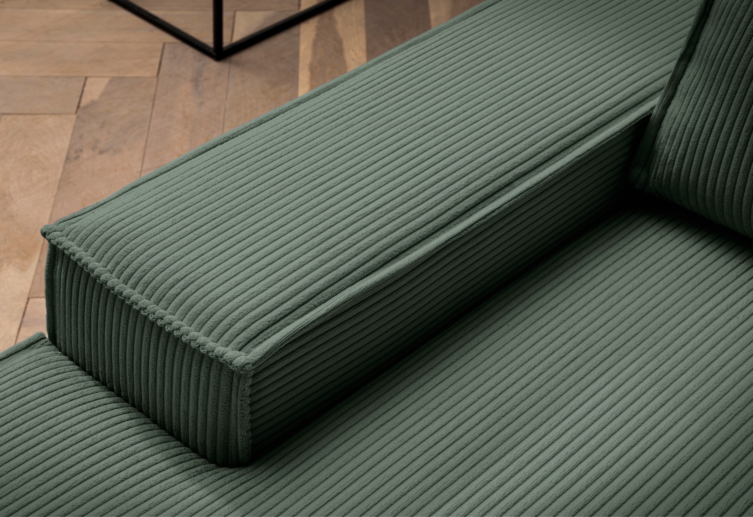 Home affaire Ecksofa »SHERWOOD, Schlafsofa in L-Form offen (275cm), Cord, Leinenoptik«, Schlaffunktion und Bettkasten, Kedernaht, hoher Sitz- & Liegekomfort