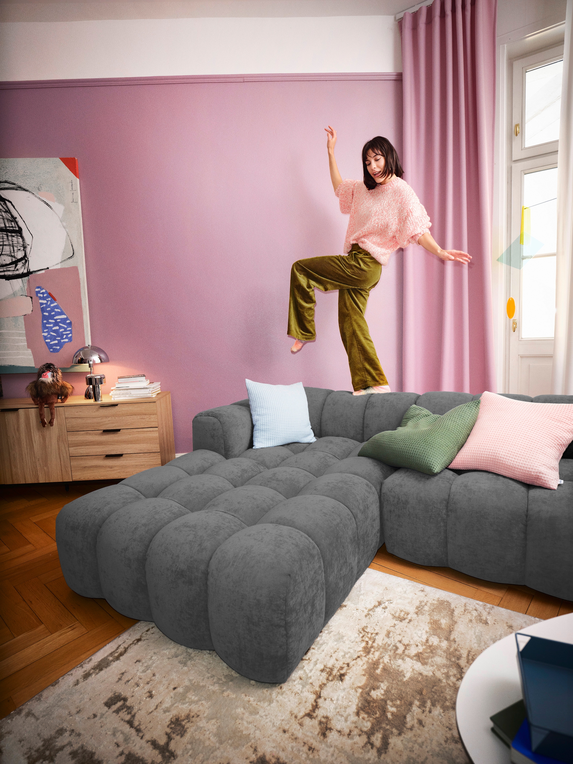 OTTO home Ecksofa »KALLIE L-Form,  248 cm - OTTO. Verlässliche Qualität.« Bubble Optik, moderne Steppung, hoher Sitzkomfort