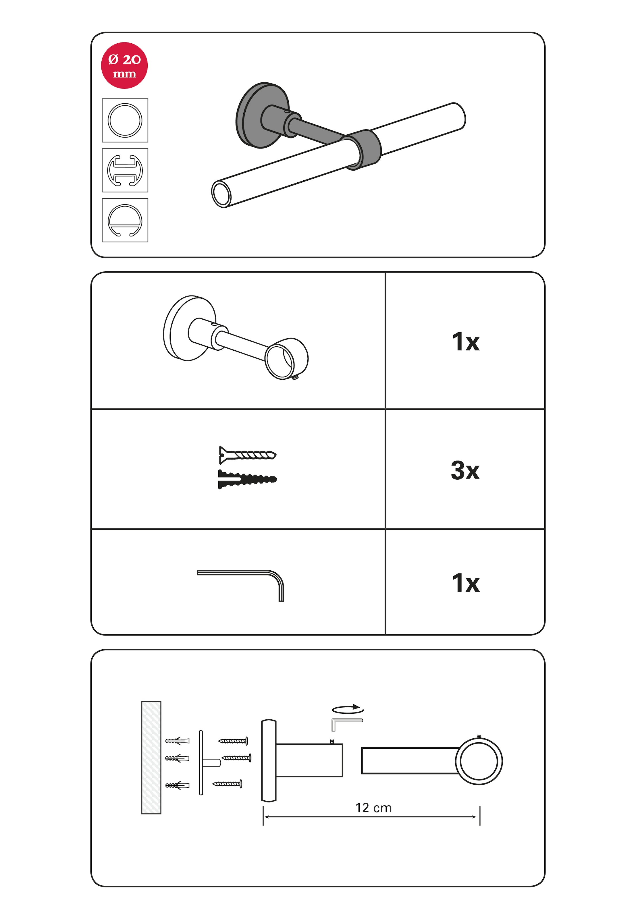 GARDINIA Träger Chicago OTTO (1 Gardinenstange«, mm bei kaufen Serie geschlossen »Wandträger 20 Einzelprogramm St.), Ø für