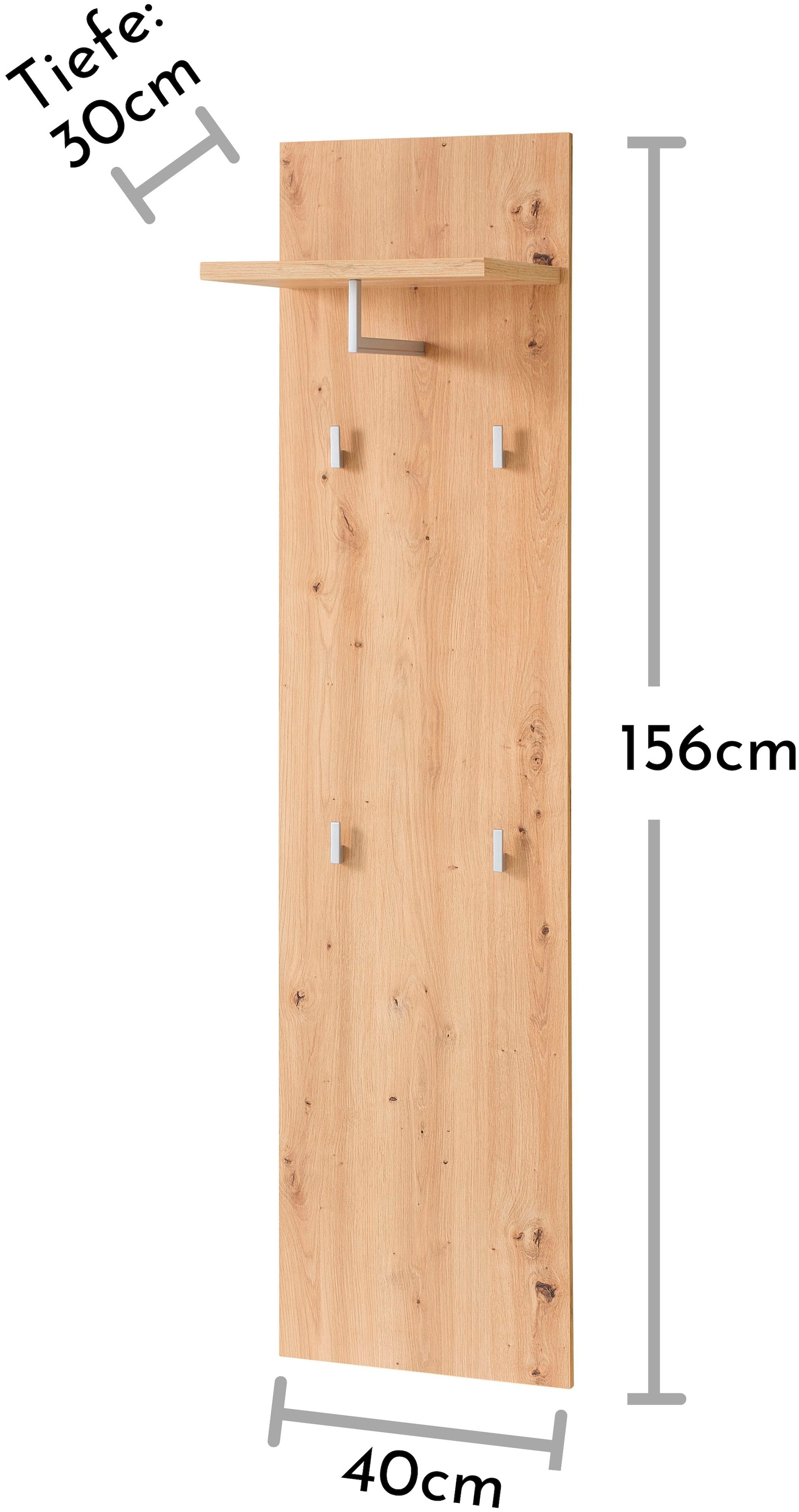 Innostyle Garderobenpaneel »BARI Graderobenpaneel, BxHxT 78x117x30 cm«, (1 St.), 4 Ablageboden, 1 Kleiderstange, 4 Haken