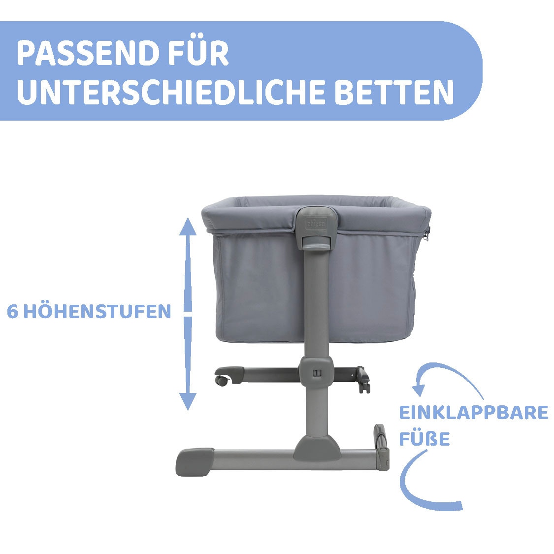 Chicco Beistellbett »next2me essential, stone«, Bezug teilweise aus recyceltem Material