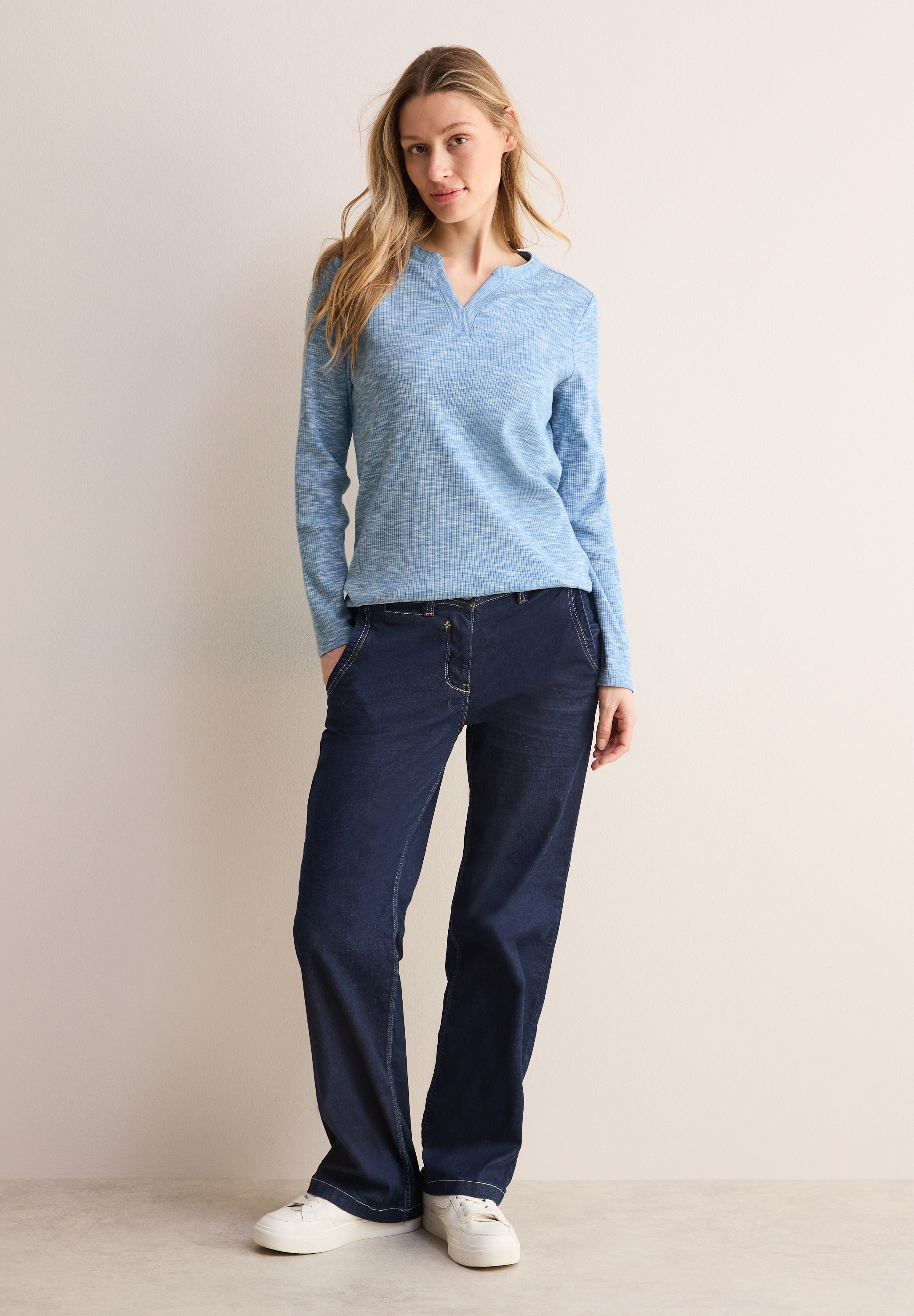 Cecil Langarmshirt, mit Rippstruktur