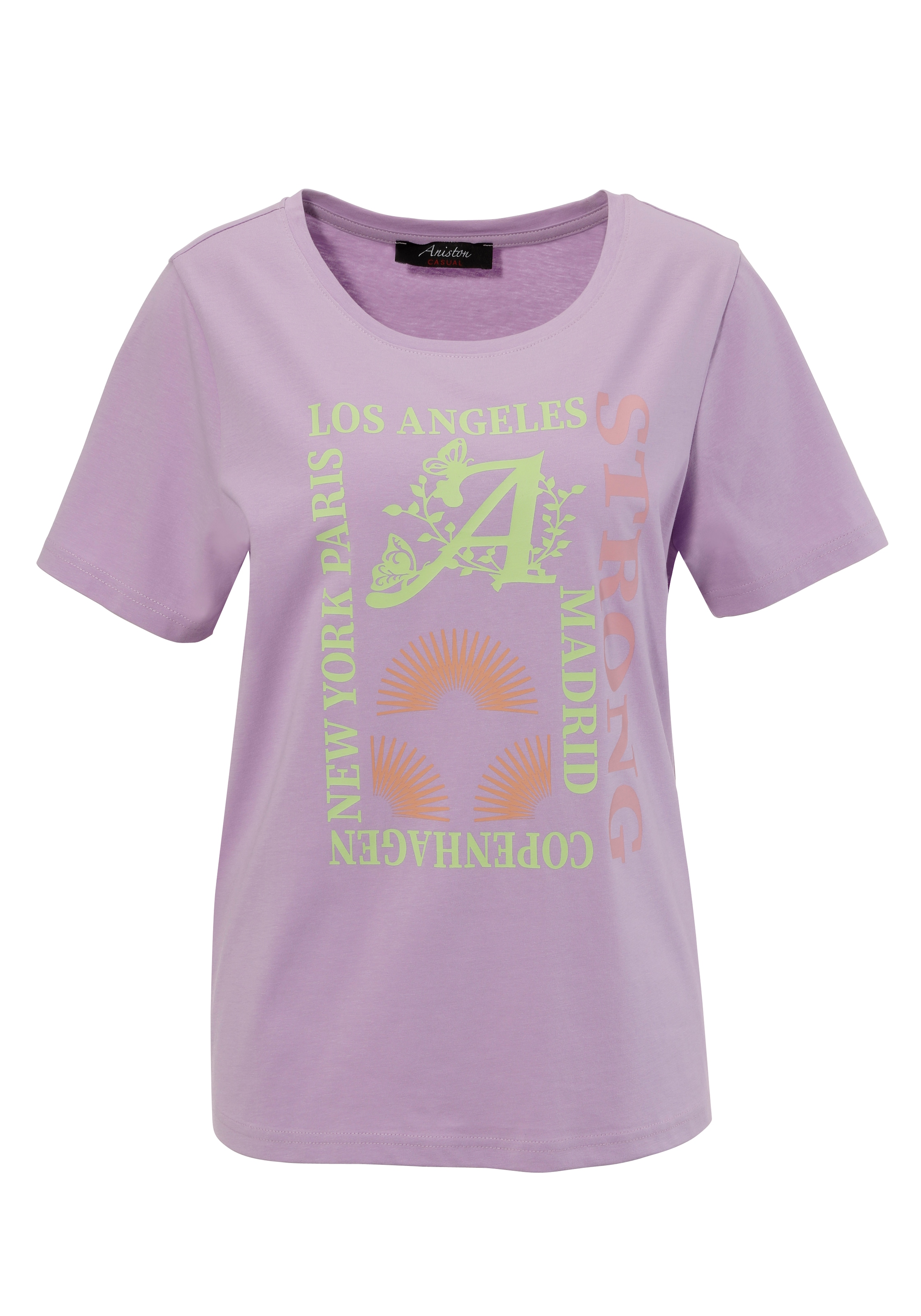 Aniston CASUAL T-Shirt, mit farbharmonischen Frontprint aus Foliendruck - NEUE KOLLEKTION