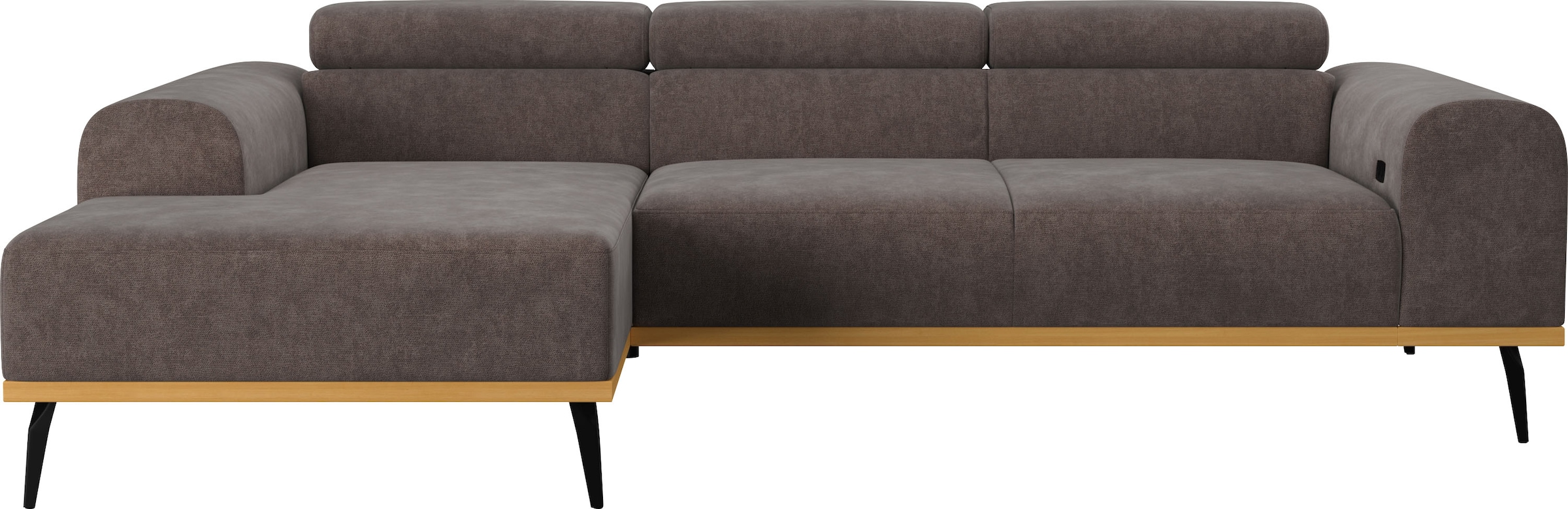 Places of Style Ecksofa »Carlo L-Form«, mit Kopfteilverstellung & Holz-Rahmenoptik, wahlweise Relaxfunktion