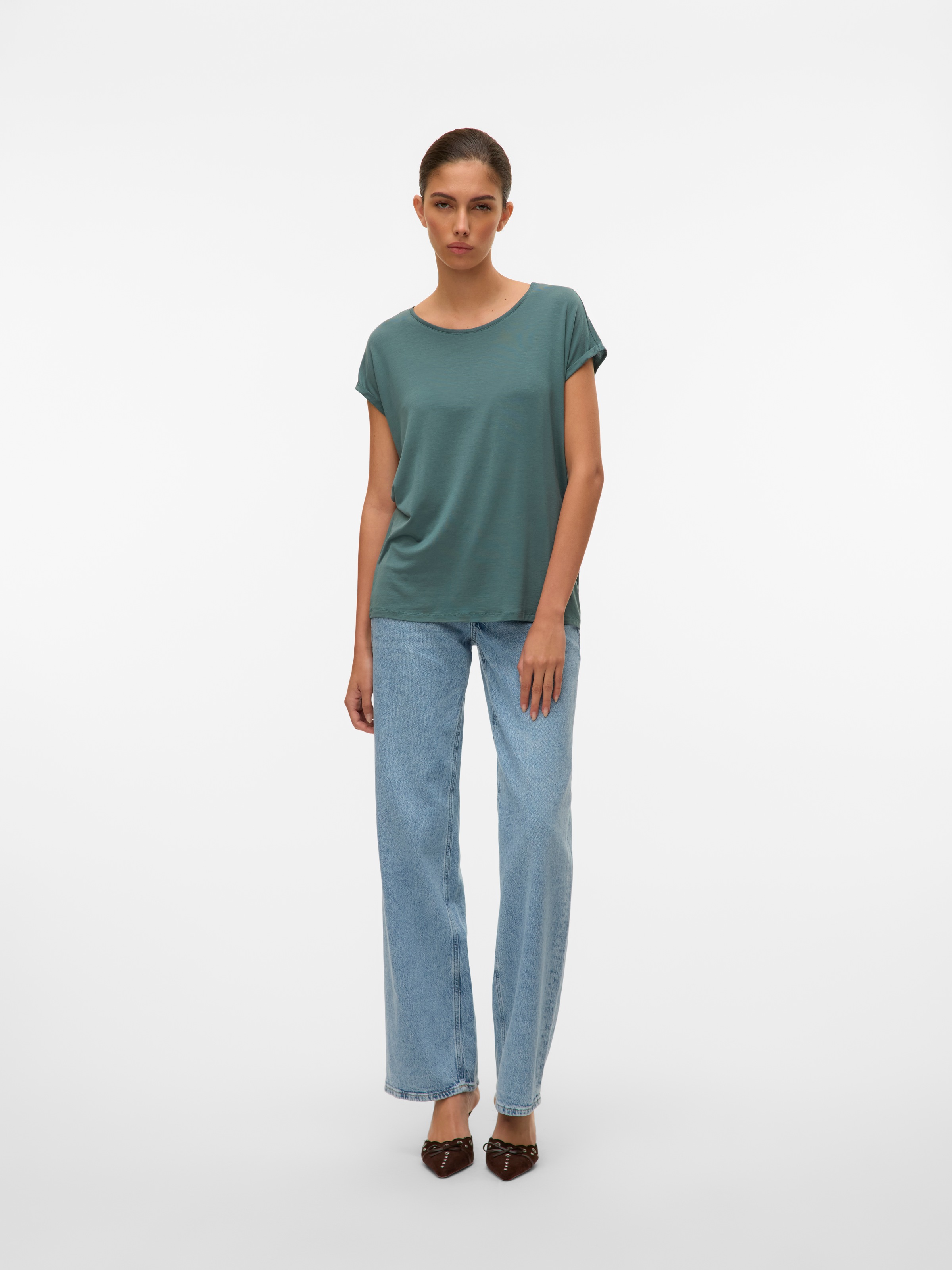 Vero Moda Rundhalsshirt »VMAVA PLAIN SS TOP GAJRS NOOS«