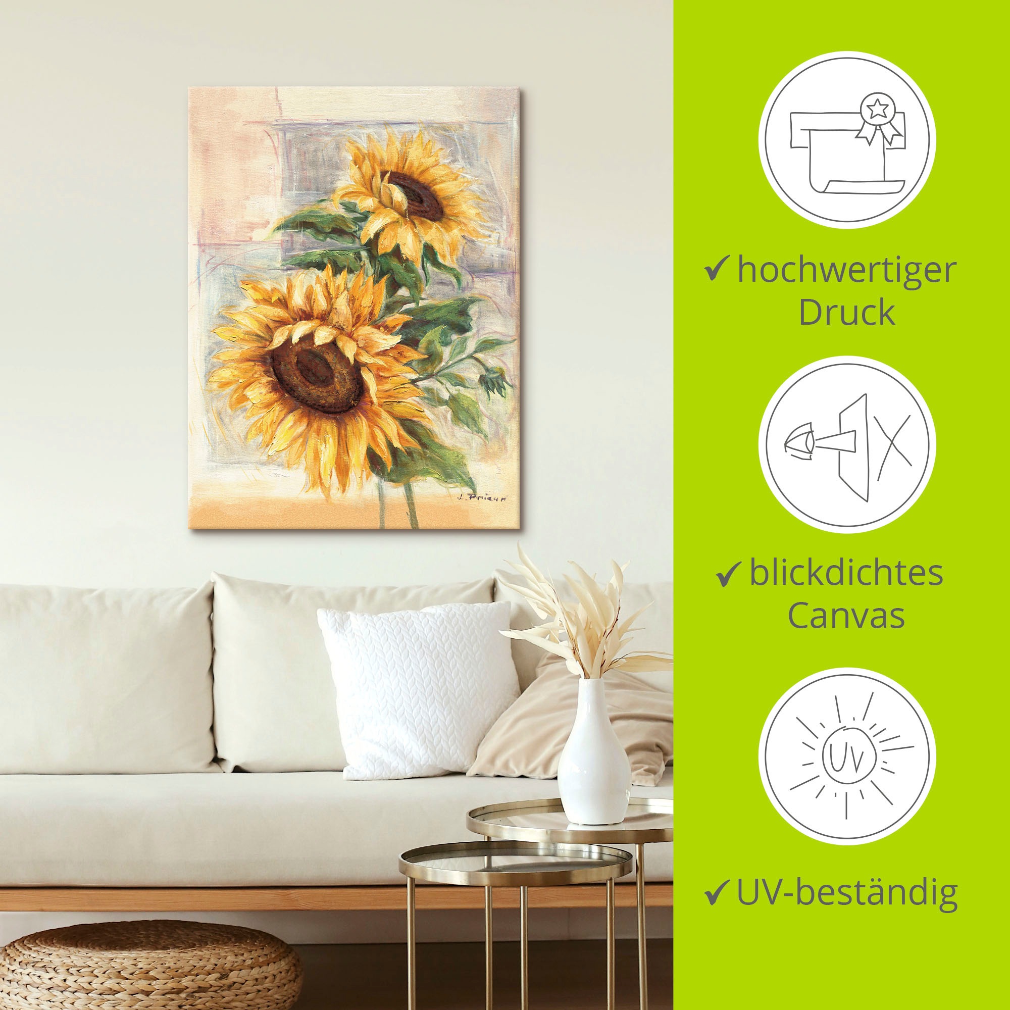 Artland Wandbild »Sonnenblumen II«, Blumen, (1 St.), als Alubild, Outdoorbild, Leinwandbild, Poster, Wandaufkleber