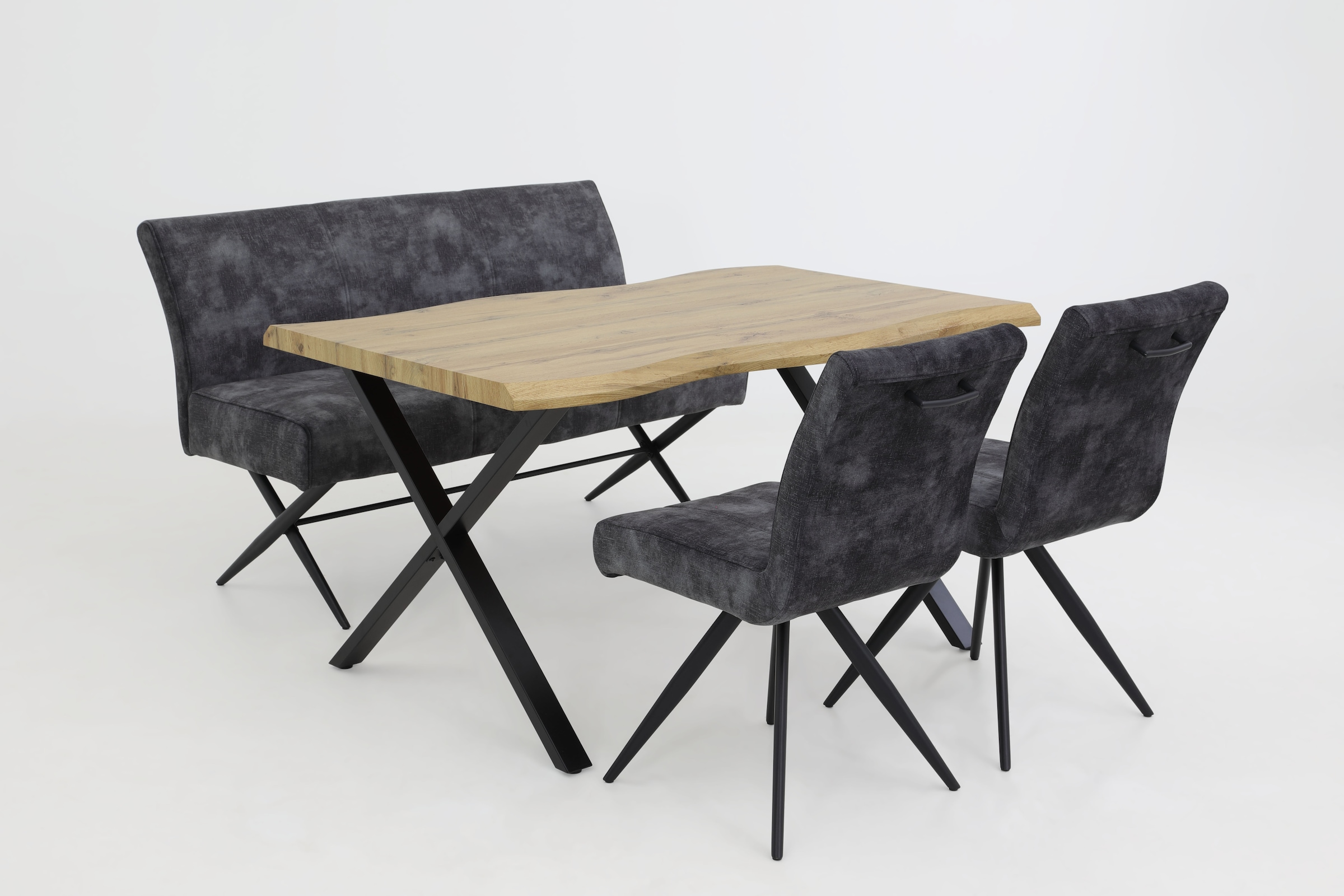 HELA Sitzbank »PORTO« 1 Stk. tlg. Einzelbank mit Rücken, X-Gestell, Federkorb, Vintage Velvet Optik