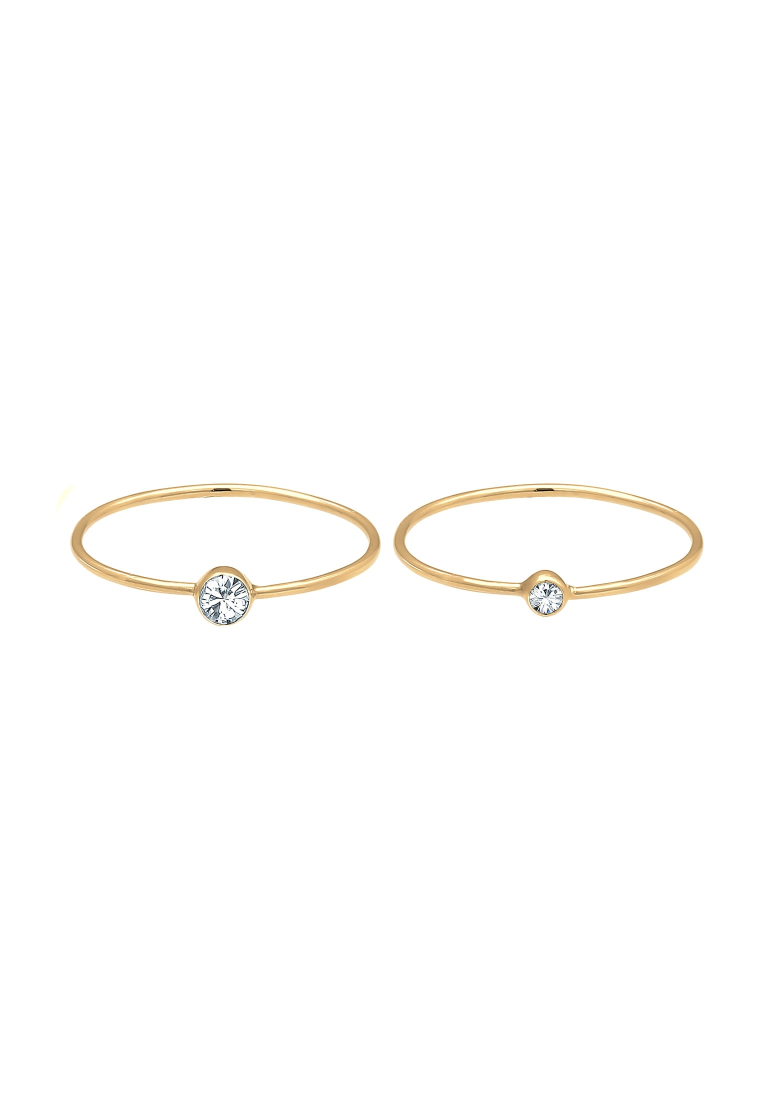 Elli Ring-Set »Ring Solitär Kristalle (2 tlg) 925 Silber«