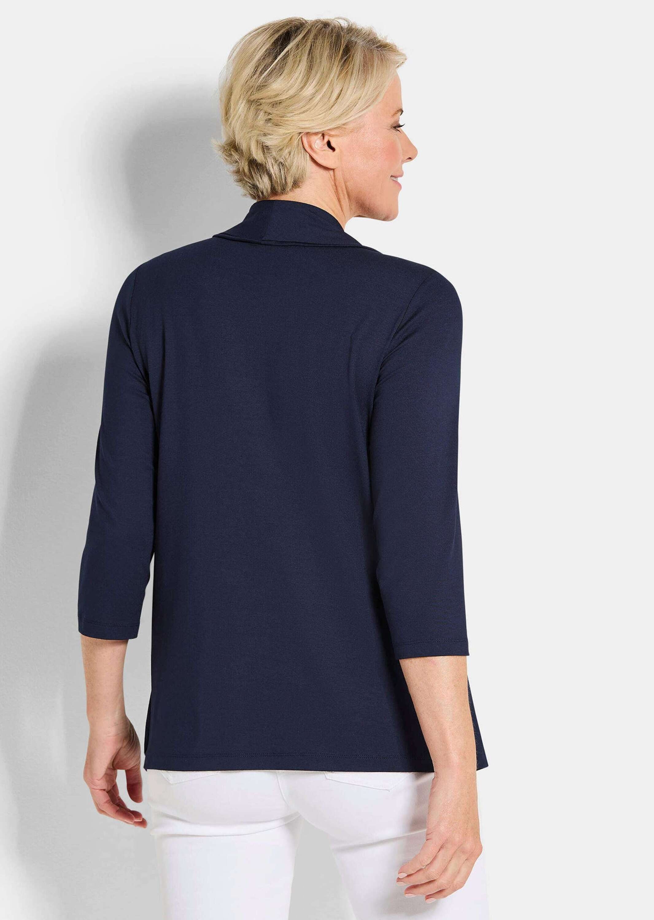 GOLDNER Langarmshirt »Kurzgröße Viskoseshirt in Twinset-Optik« Ton in Ton Hotfixe am Druck