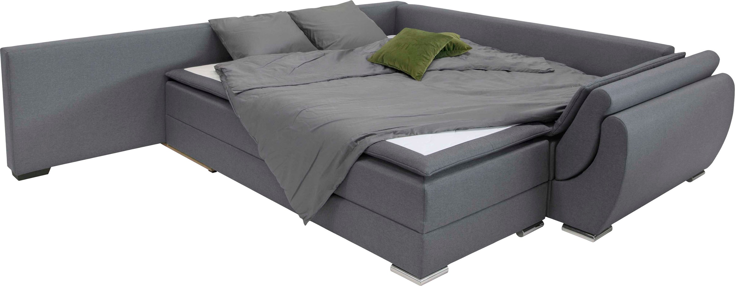 INOSIGN Ecksofa »Göteborg«, mit Boxspring-Bettfunktion und Bettkasten, Dauerschlaffunktion, Topper