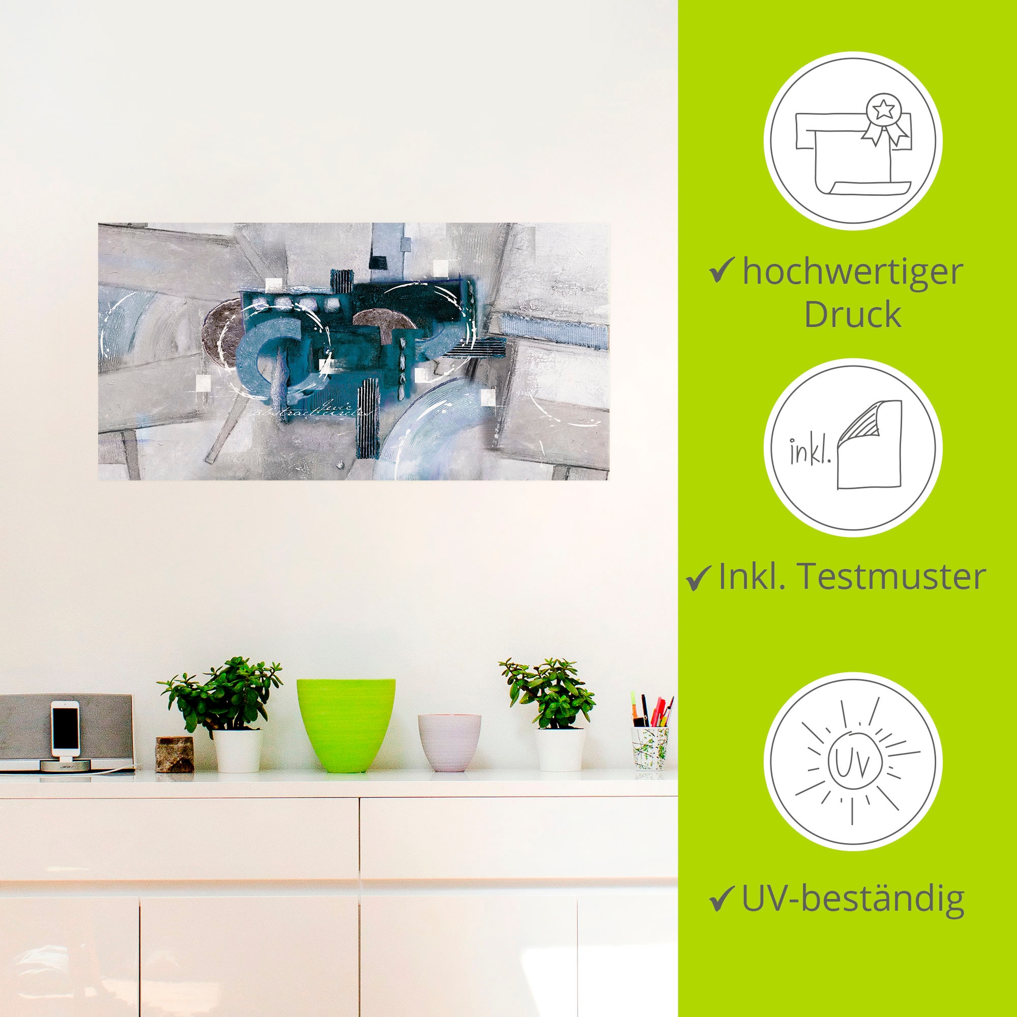 Artland Wandbild »Abstrakte blaue Kreise«, Gegenstandslos, (1 St.), als Alubild, Outdoorbild, Leinwandbild, Poster, Wandaufkleber
