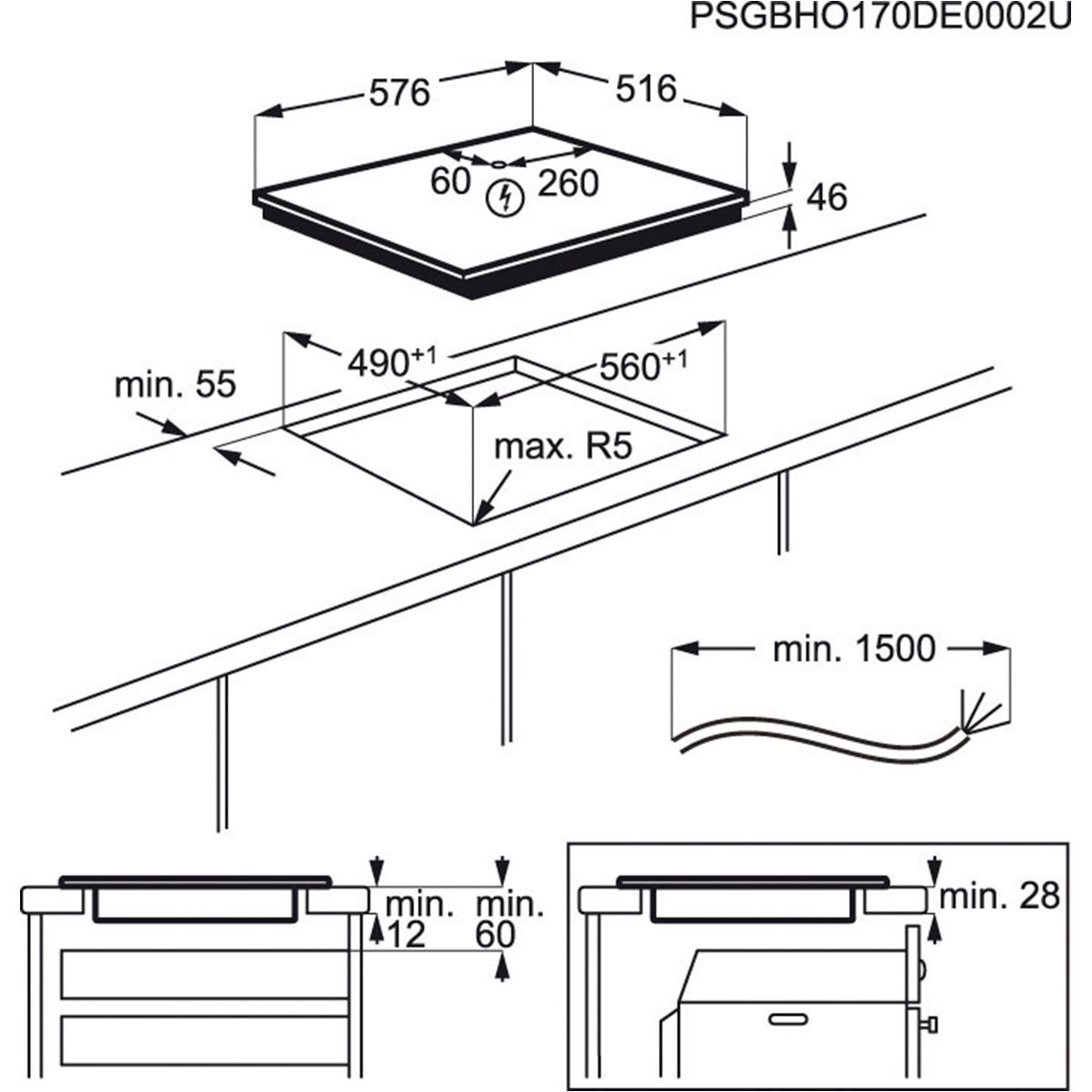 AEG Induktions Herd-Set »EPE55526BM 940321398«, Pyrolyse-Selbstreinigung