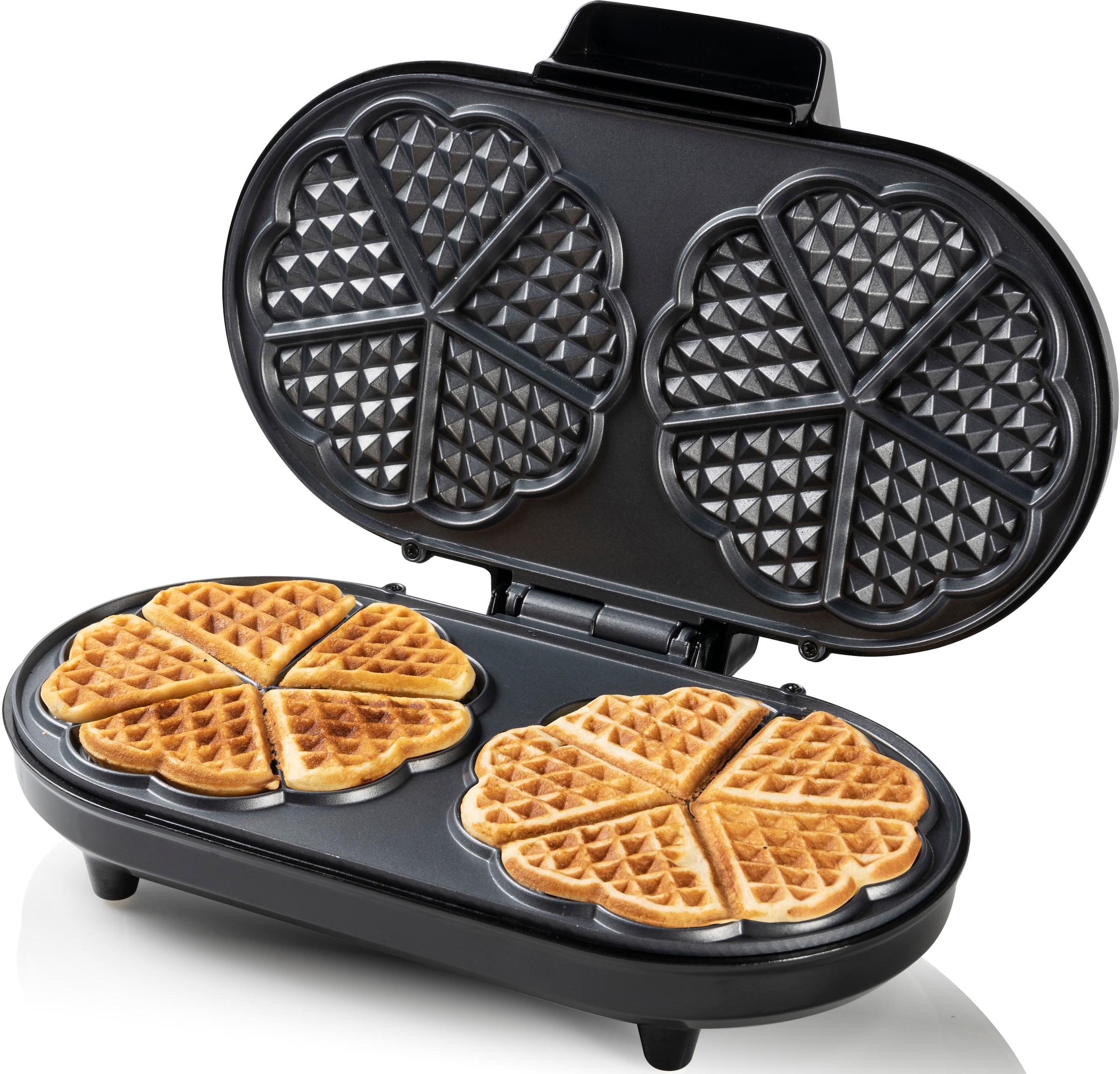 bestron Waffeleisen »ADWM730CO«, 1200 W, für klassische Herzwaffeln, mit Backampel & Antihaftbeschichtung