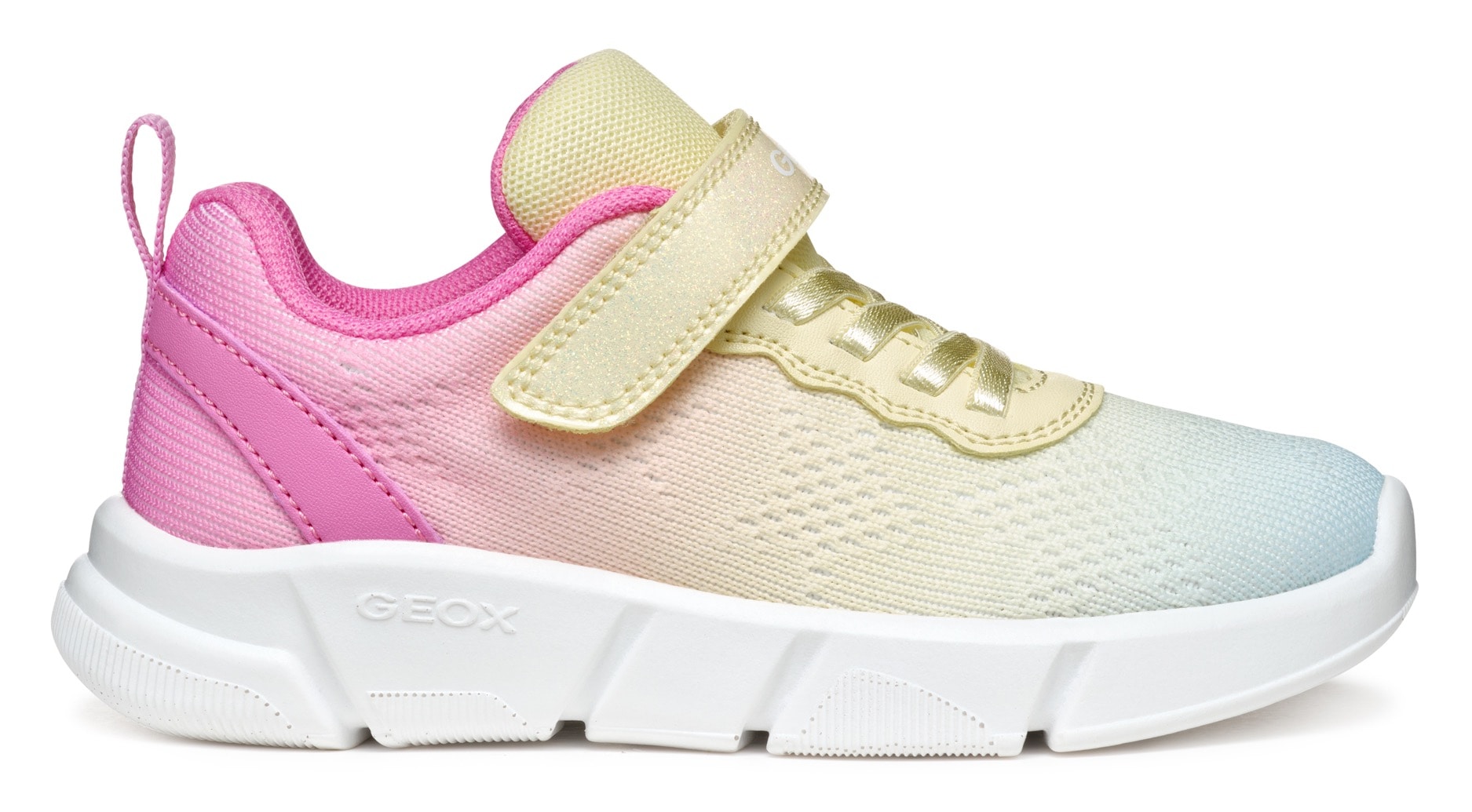 Geox Sneaker »J ARIL GIRL«, Knitwear Sneaker, Klettschuh mit glitzerndem Klettriegel