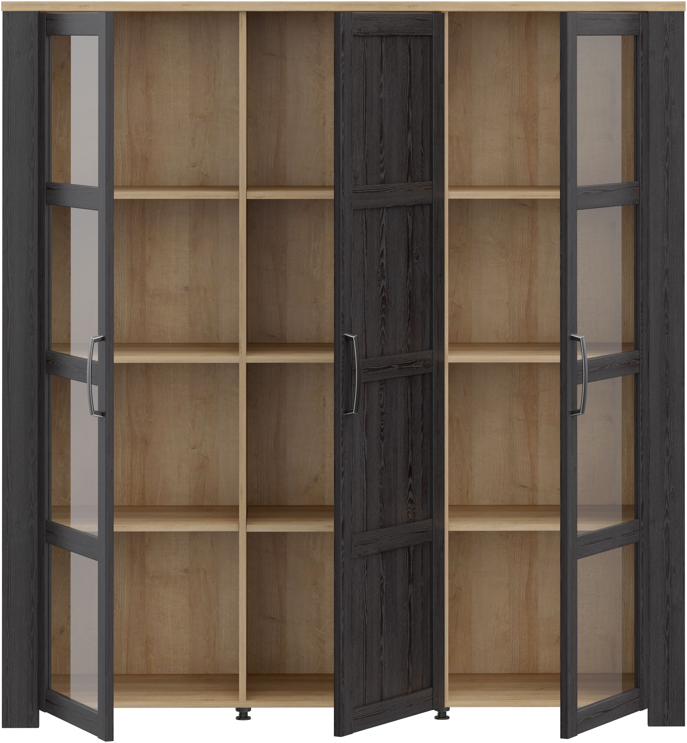 FORTE Highboard »Bohol, großes Highboard 2, Glastüren, viel Stauraum« B/H/T 151,1/160,6/42 cm Beleuchtung optional bestellbar