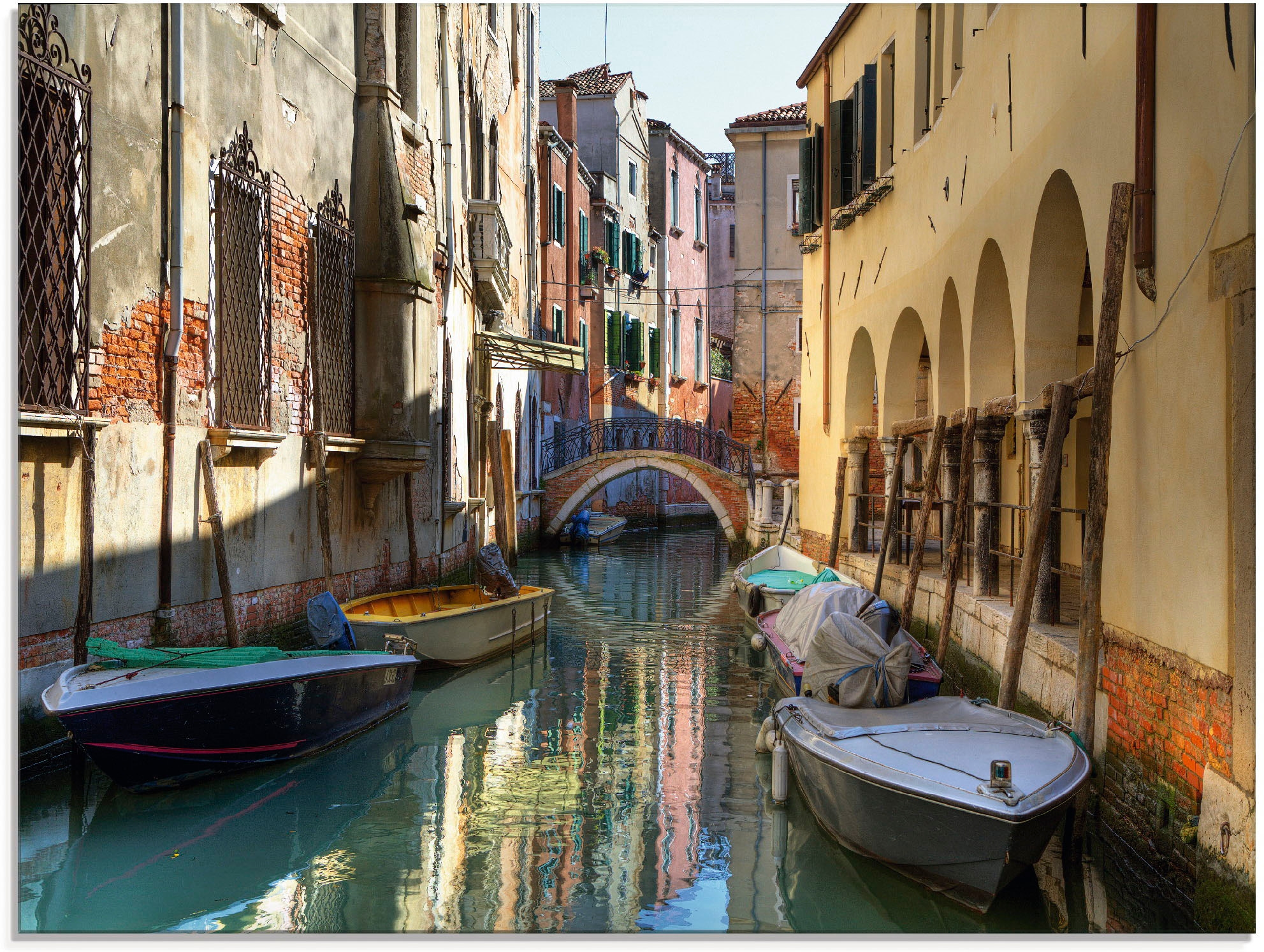 Artland Glasbild »Boote auf Kanal in Venedig«, Italien, (1 St.), in verschiedenen Größen