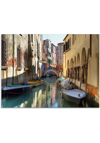 Glasbild »Boote auf Kanal in Venedig«, Italien, (1 St.)