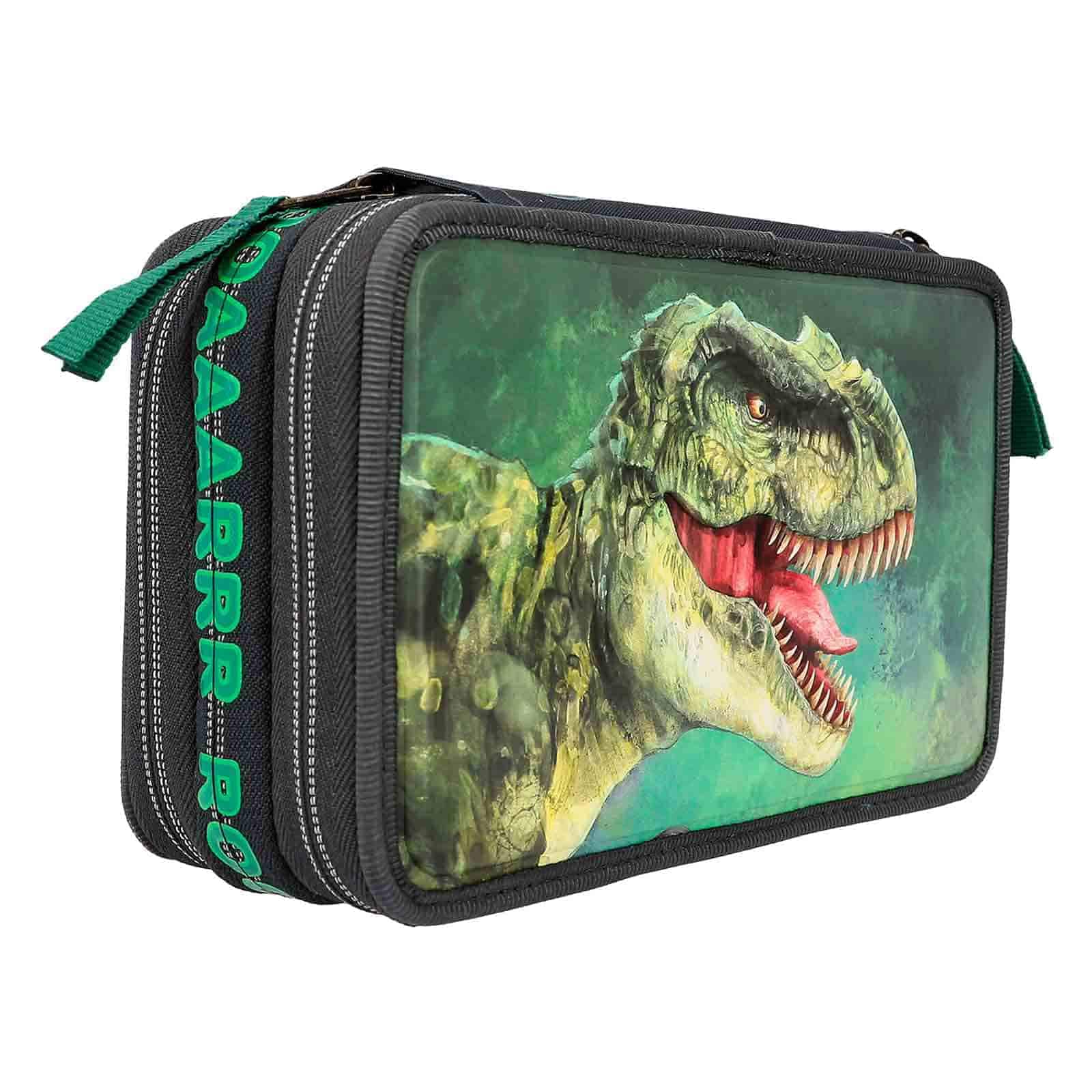 Depesche Buntstift »3-Fach Federtasche mit 3D Effekt Dino World 20 x 13 cm grün«
