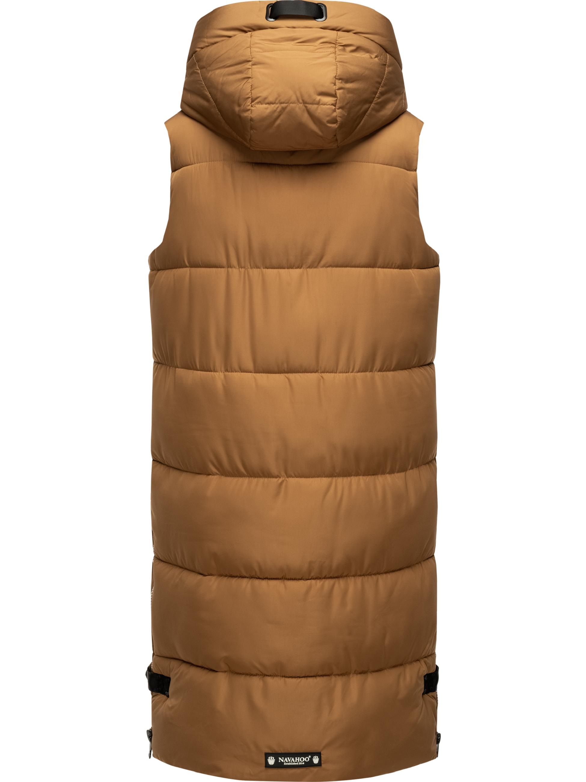 Navahoo Steppweste »Steppweste Schnuffelchen«, (1 tlg.), warme Damen Outdoor-Weste lang mit Kapuze