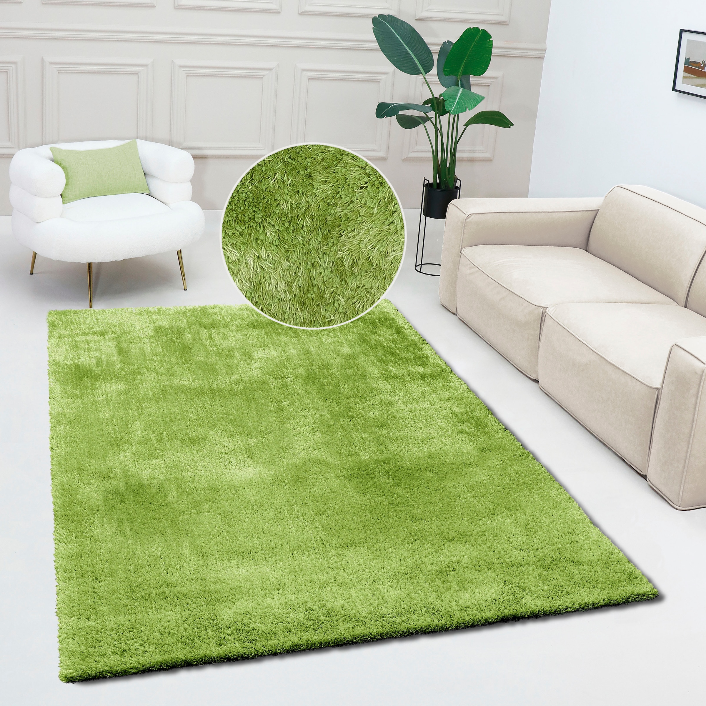 Bruno Banani Teppich »Dana Teppich, besonders weich und kuschelig, Kundenliebling«, rechteckig, 30 mm Höhe, uni, Mikrofaser Teppiche, Wohnzimmer, Schlafzimmer, Esszimmer