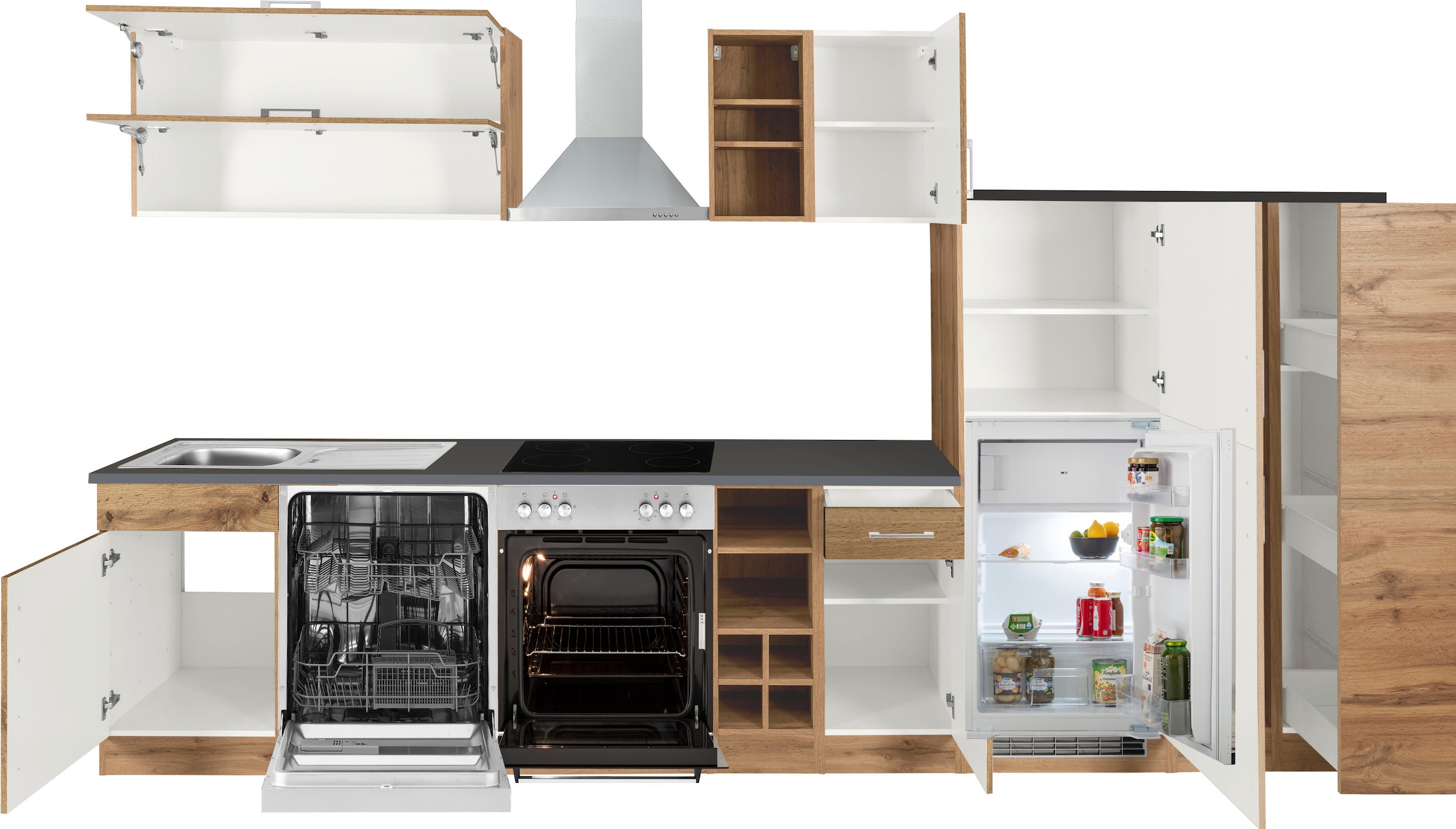 KOCHSTATION Küchenzeile »KS-Colmar« mit E-Geräten, Breite 360 cm