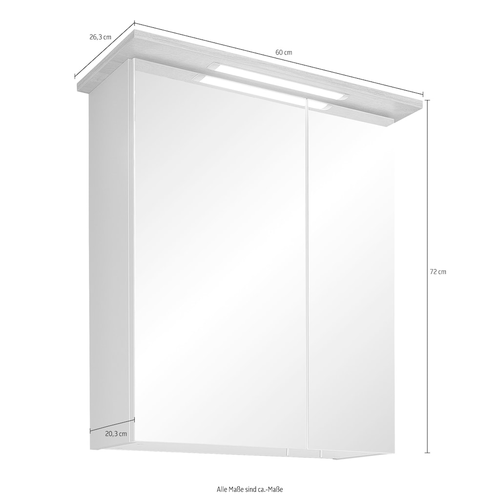 Saphir Badmöbel-Set »Quickset 2-teilig, Waschbeckenunterschrank mit LED-Spiegelschrank«, (2 St.)