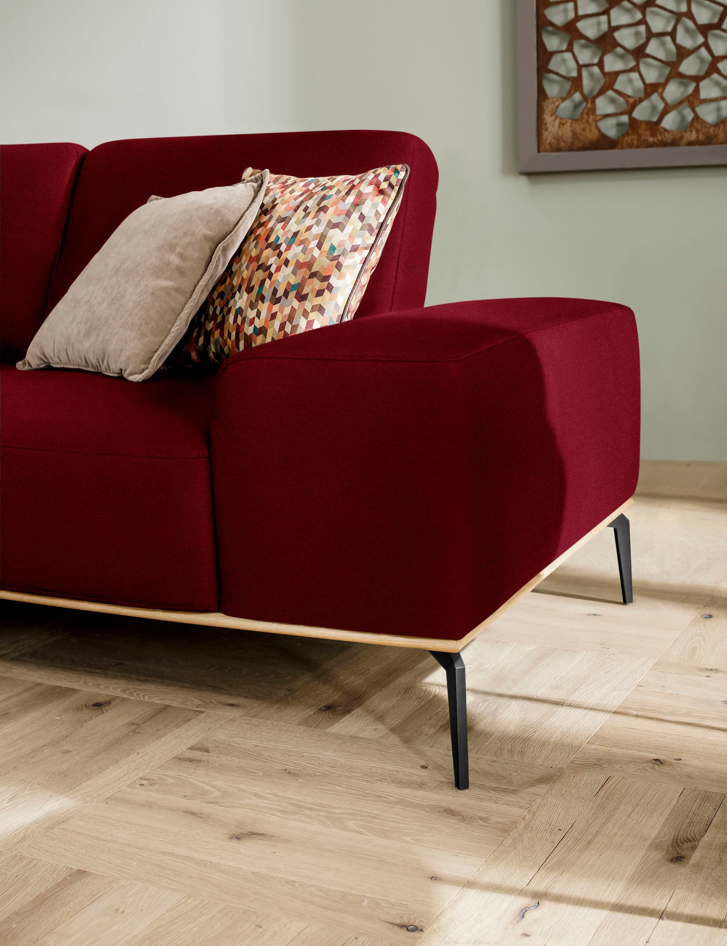 W.SCHILLIG Ecksofa »run, Designsofa mit tollem Sitzkomfort, bequem, L-Form«, mit Holzsockel, Füße in Schwarz pulverbeschichtet, Breite 279 cm