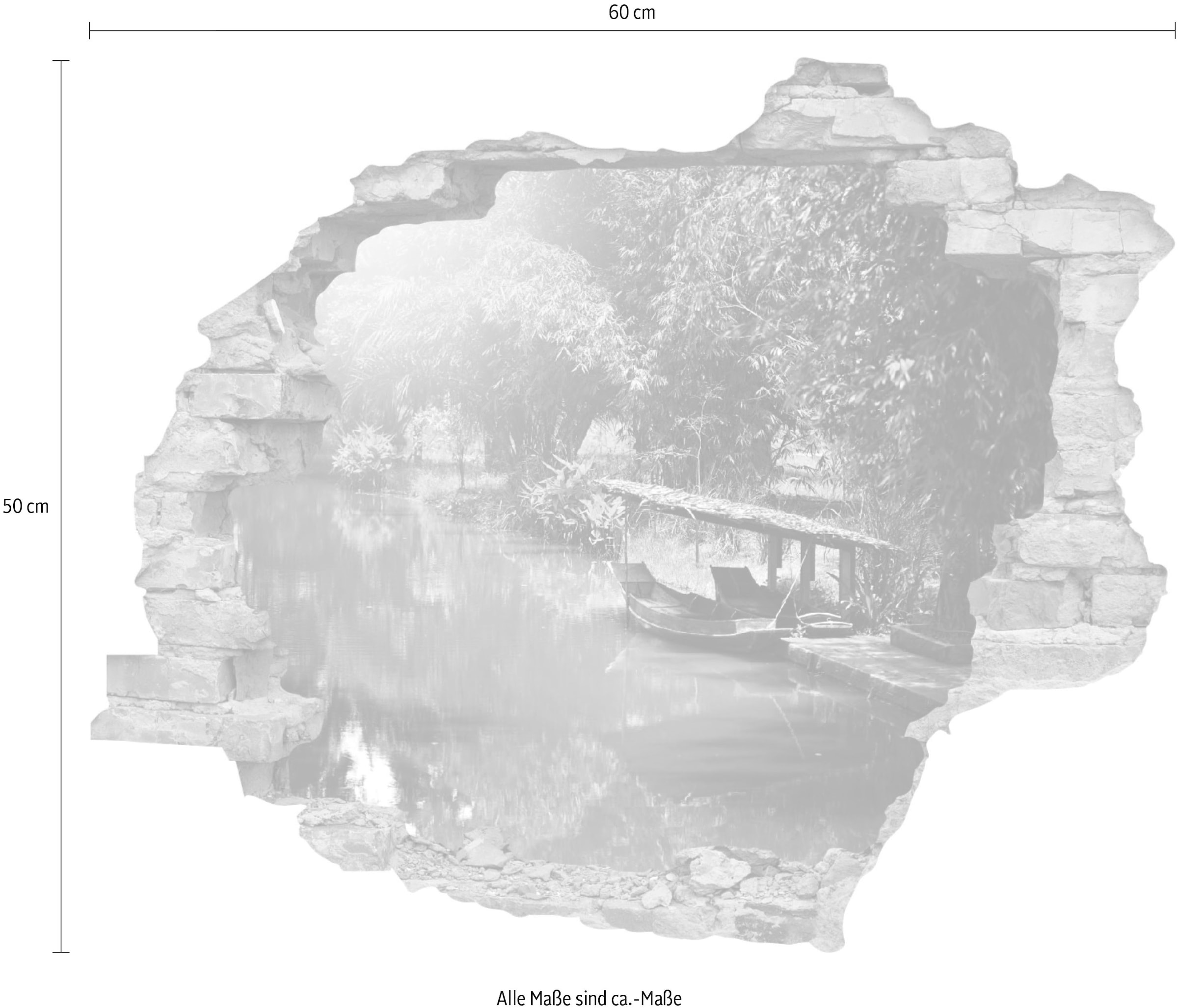 queence Wandtattoo »Fluss« Wandsticker, Wandbild, selbstklebend, 3D, Wanddurchbruch