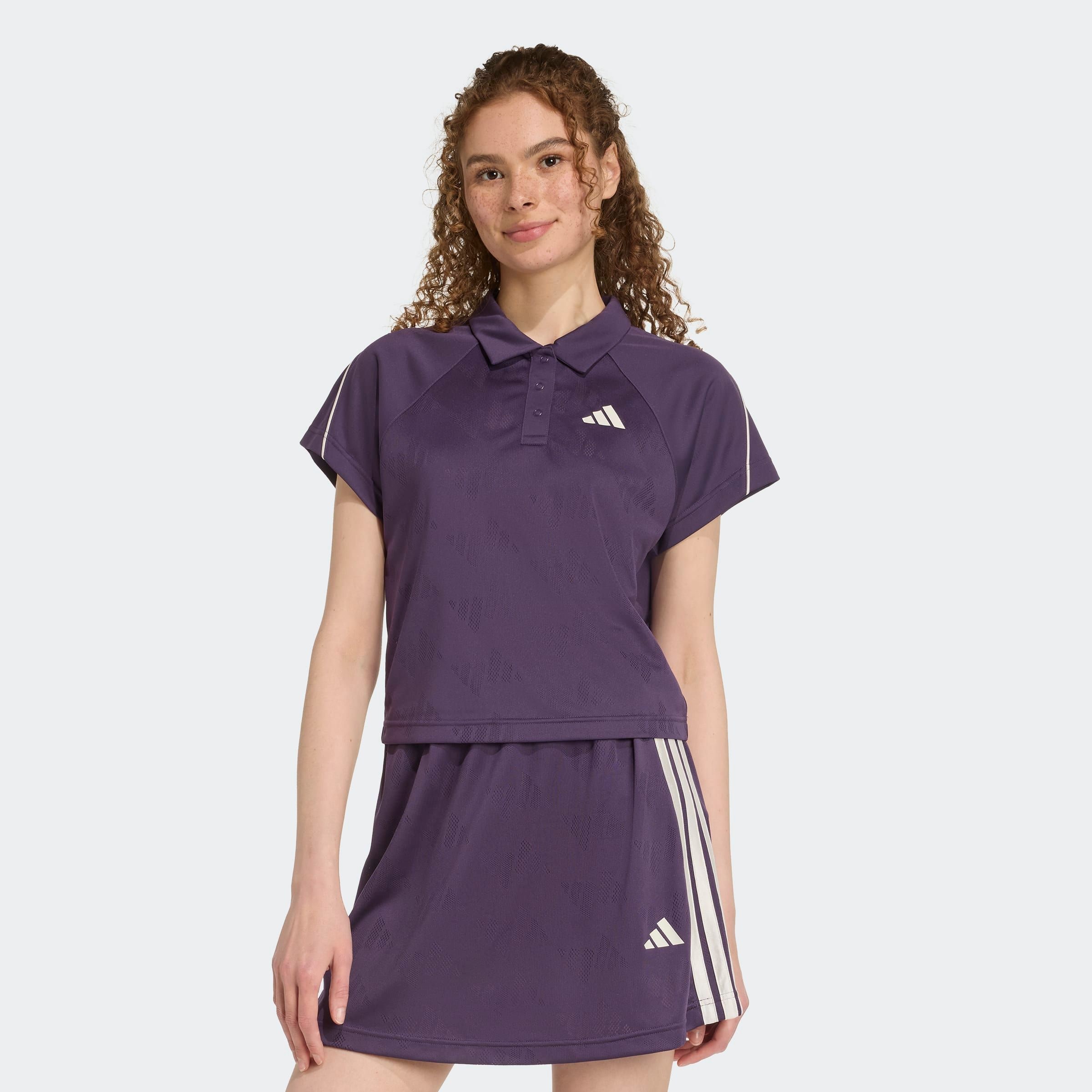 adidas Sportswear T-Shirt »STADIUM 3-STREIFEN TENNIS INSPIRIERTES JACQUARD« sportlicher Stil, mit Rundhalsausschnitt, mit Knopfleiste