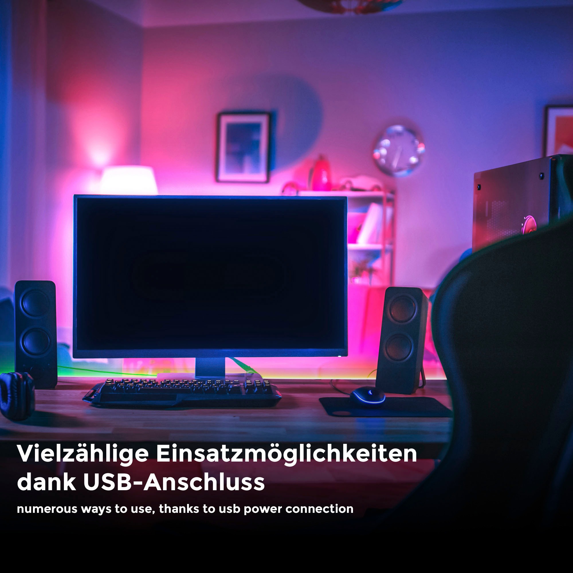 B.K.Licht LED-Streifen »Wifi RGBIC USB«, 150 St.-flammig, Lichtleiste, mit Musiksensor, smartes LED Band, Selbstklebend
