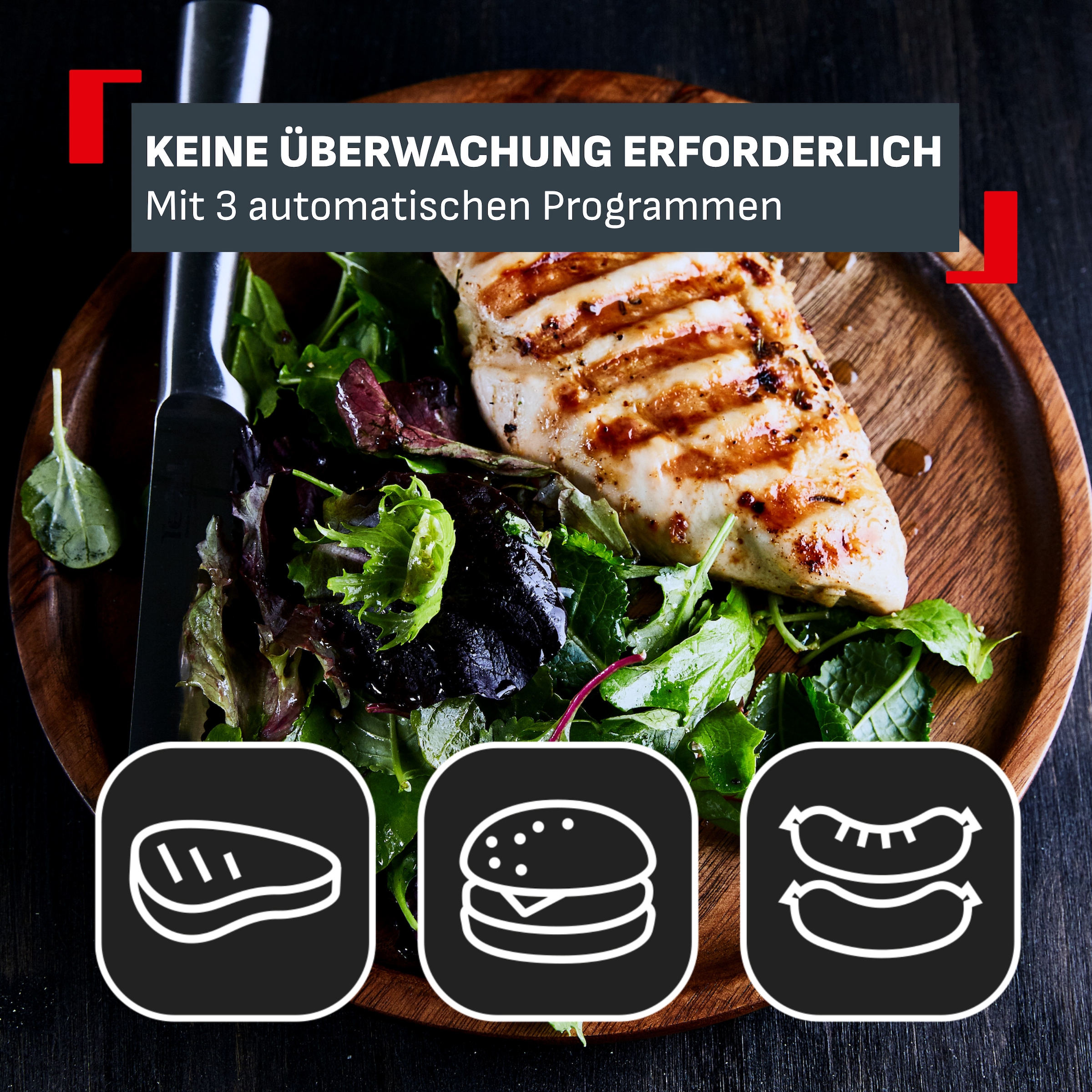 Tefal Kontaktgrill »OptiGrill One« Anpassung der Garzeit, Messung der Dicke des Grillguts, 3 Programme