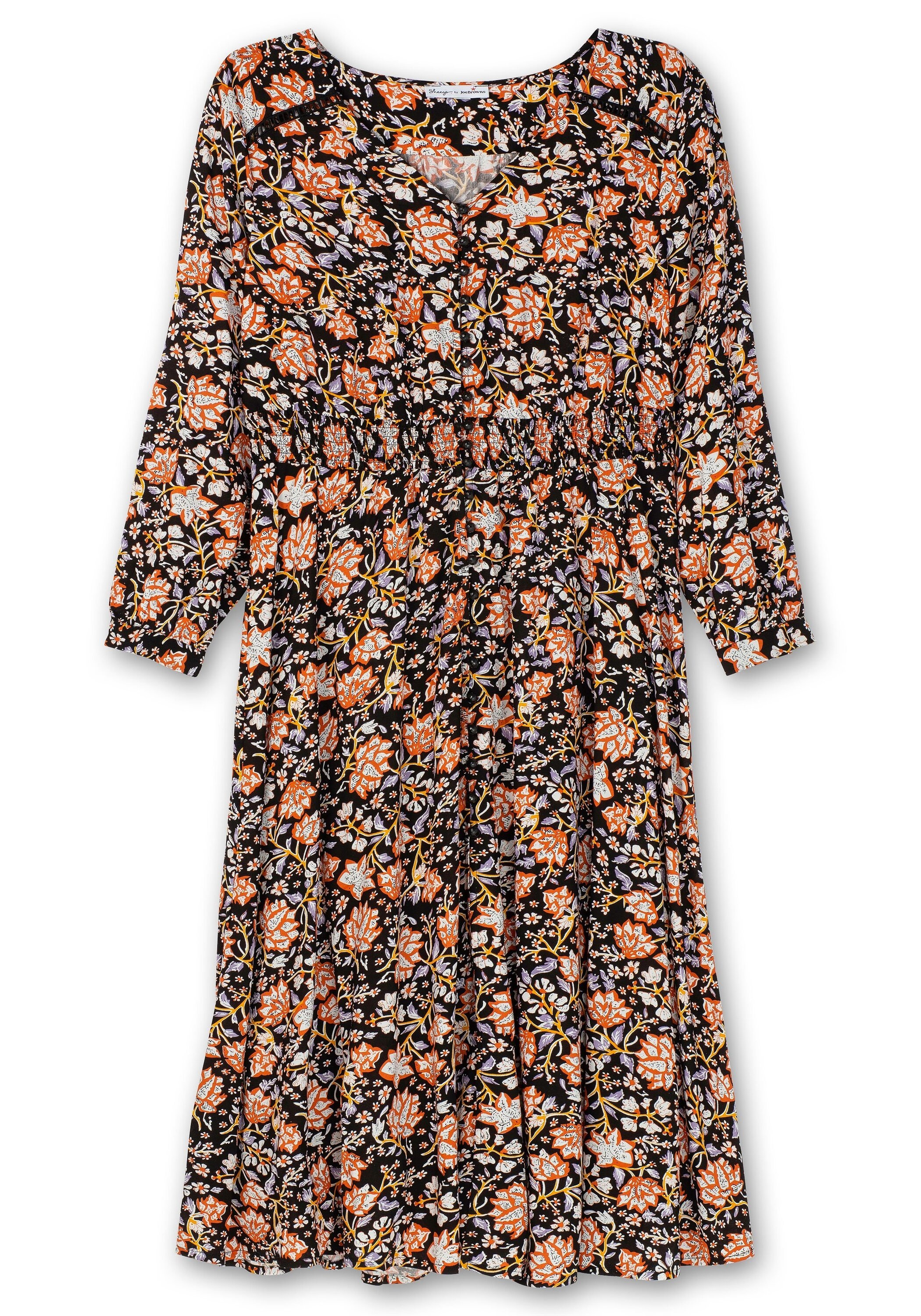 Sheego Maxikleid »Maxikleid mit Blumenprint und gesmokter Taille«
