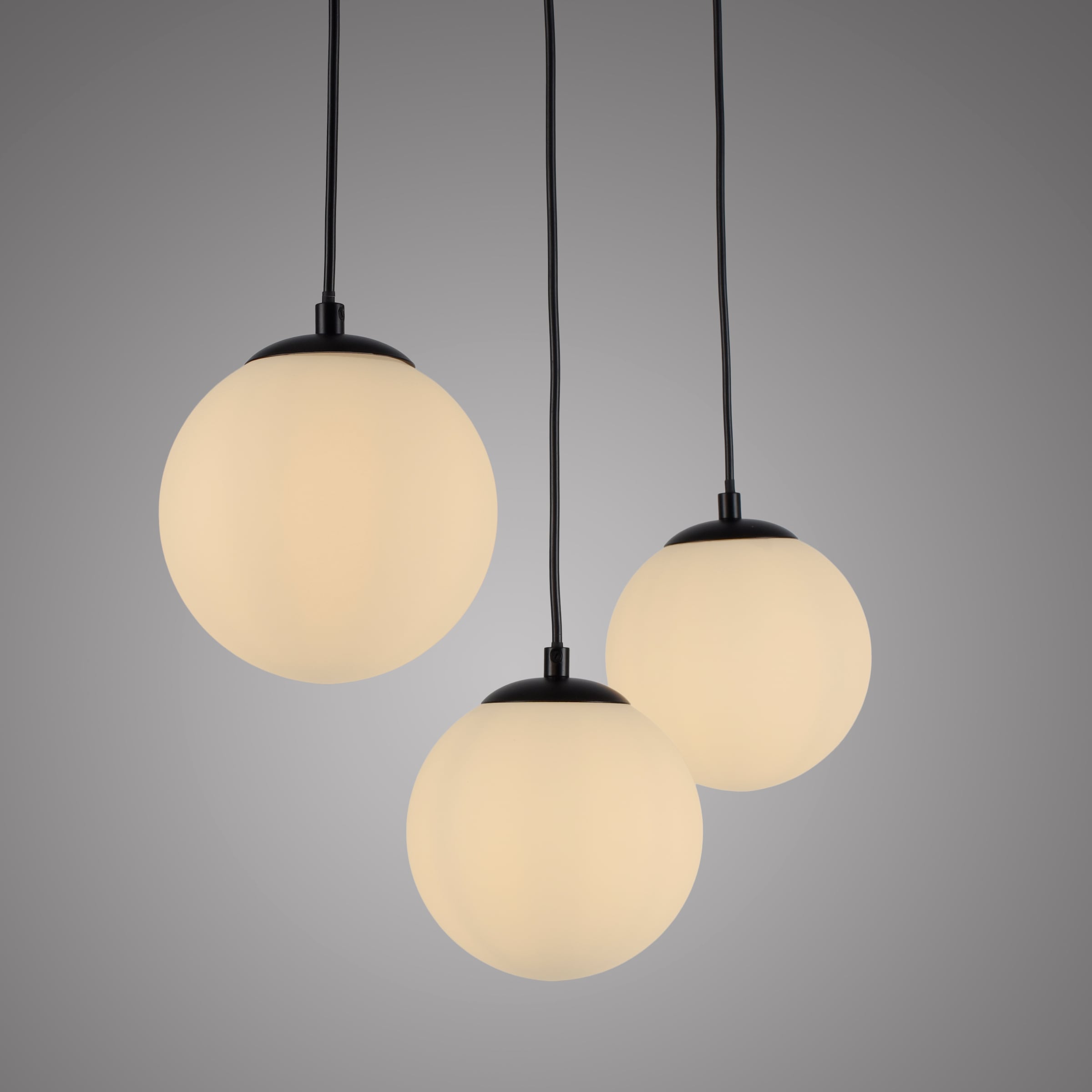 my home Pendelleuchte »Nymölla«, 3 flammig, Leuchtmittel E14 | ohne Leuchtmittel, Hängeleuchte mit großen Glaskugeln, amberfarben oder opal matt weiß