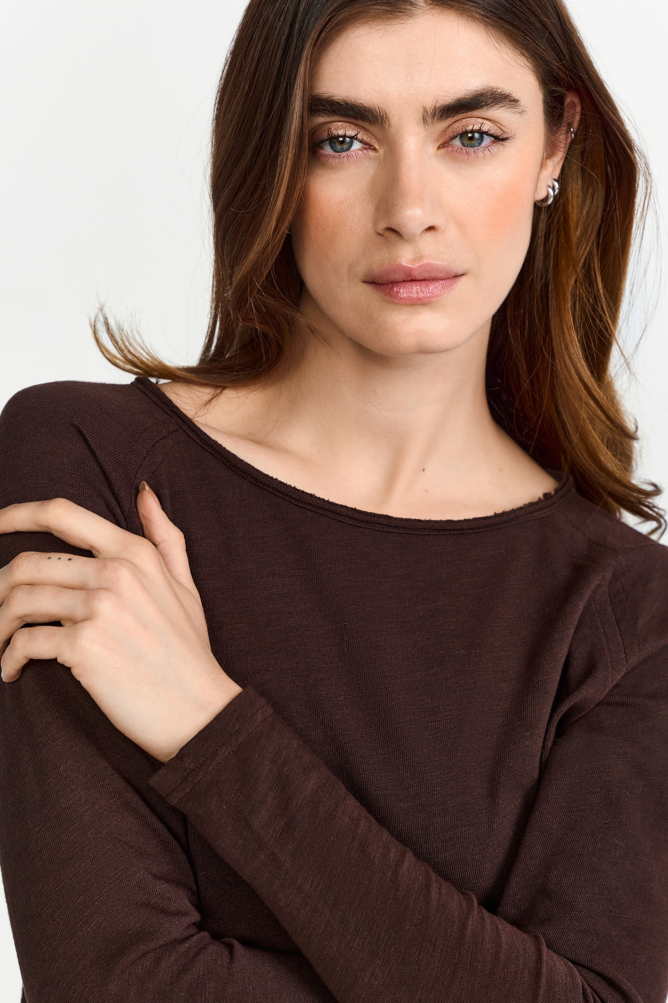 RICHROYAL Longsleeve, offene Kanten am Ausschnitt und Saum, normale Passform