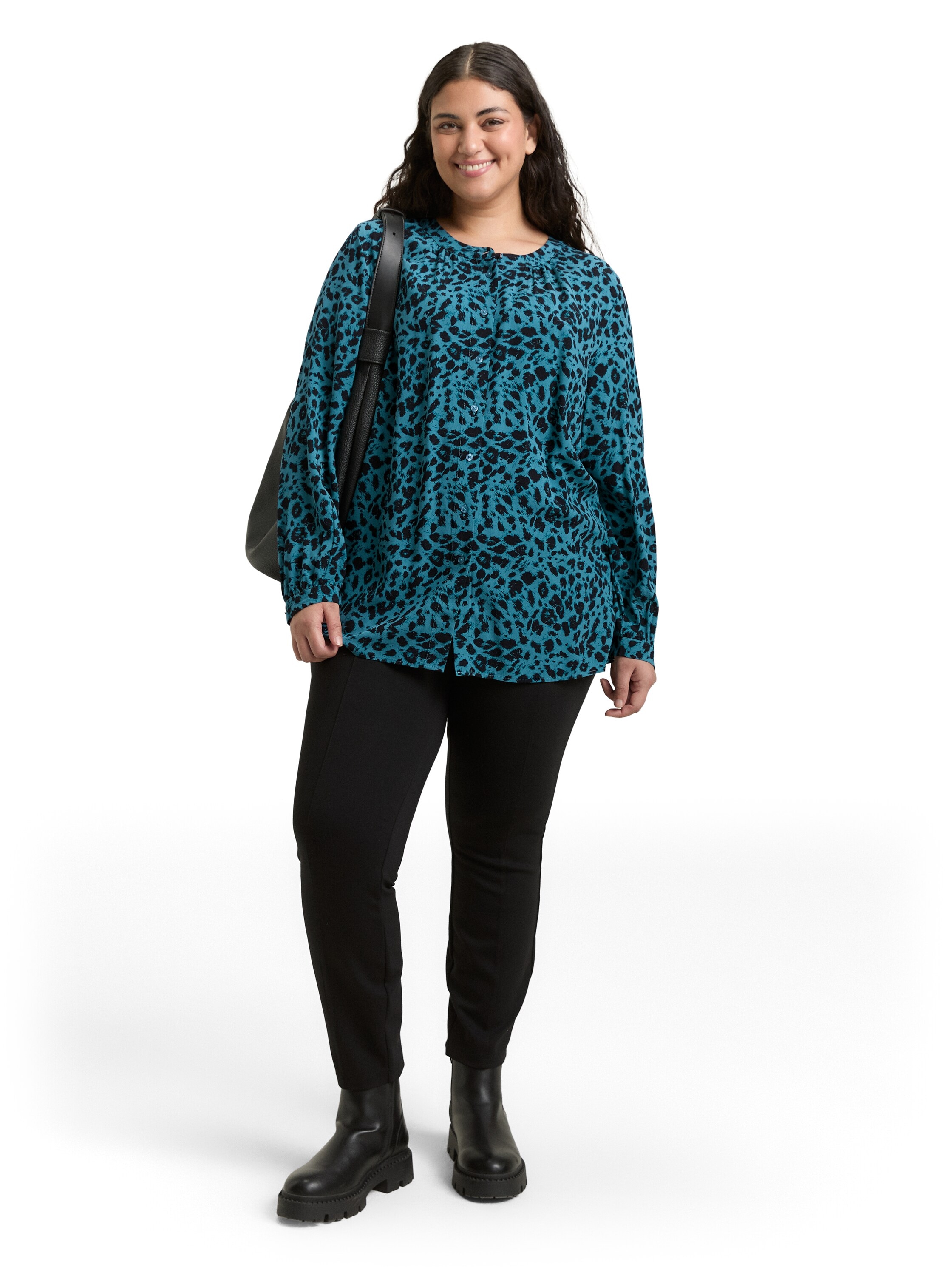 TOM TAILOR PLUS Klassische Bluse mit Leo-Print