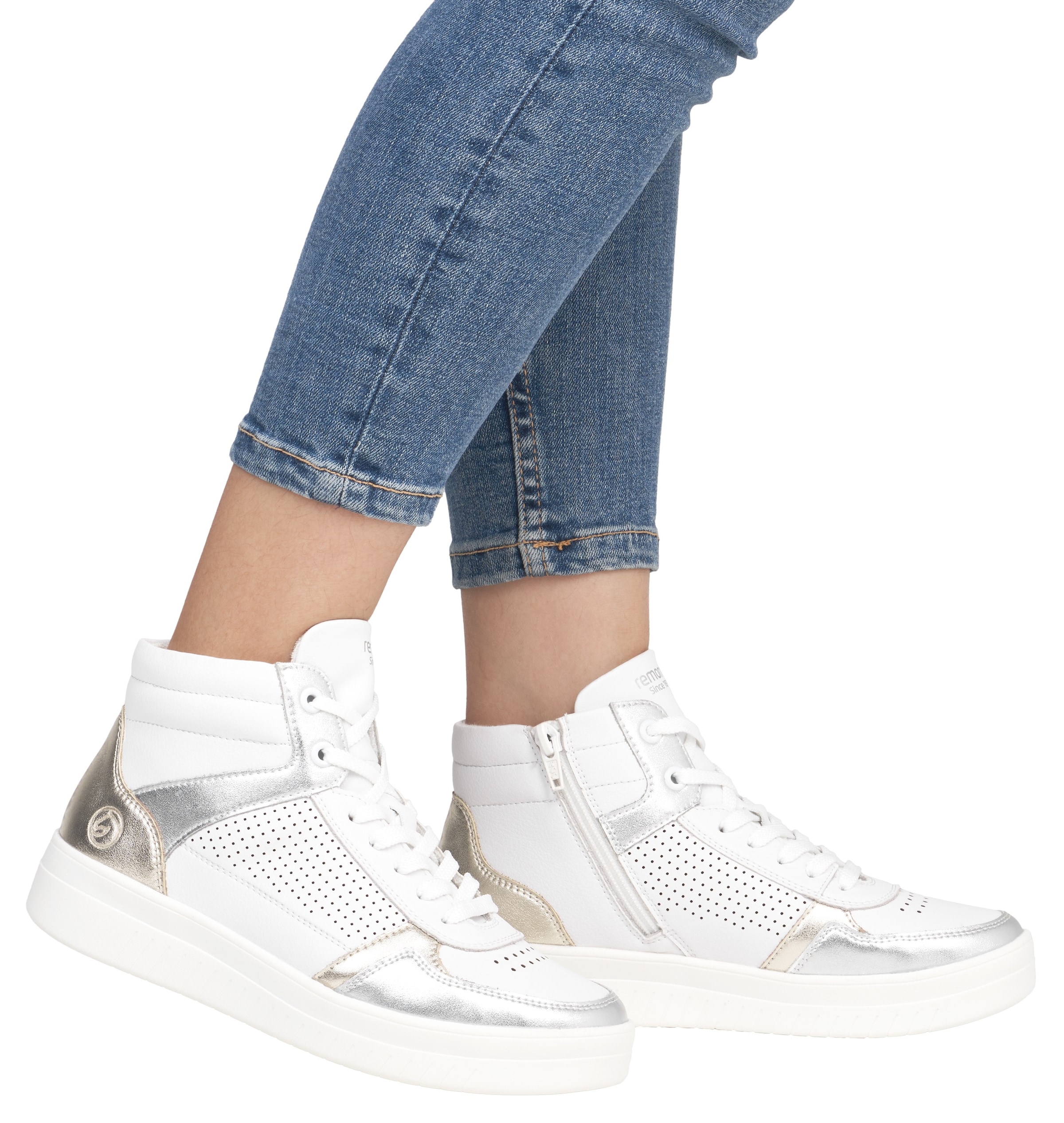 Remonte Plateausneaker, Freizeitschuh, Schnürschuh, High Top-Sneaker mit Kontrastbesatz
