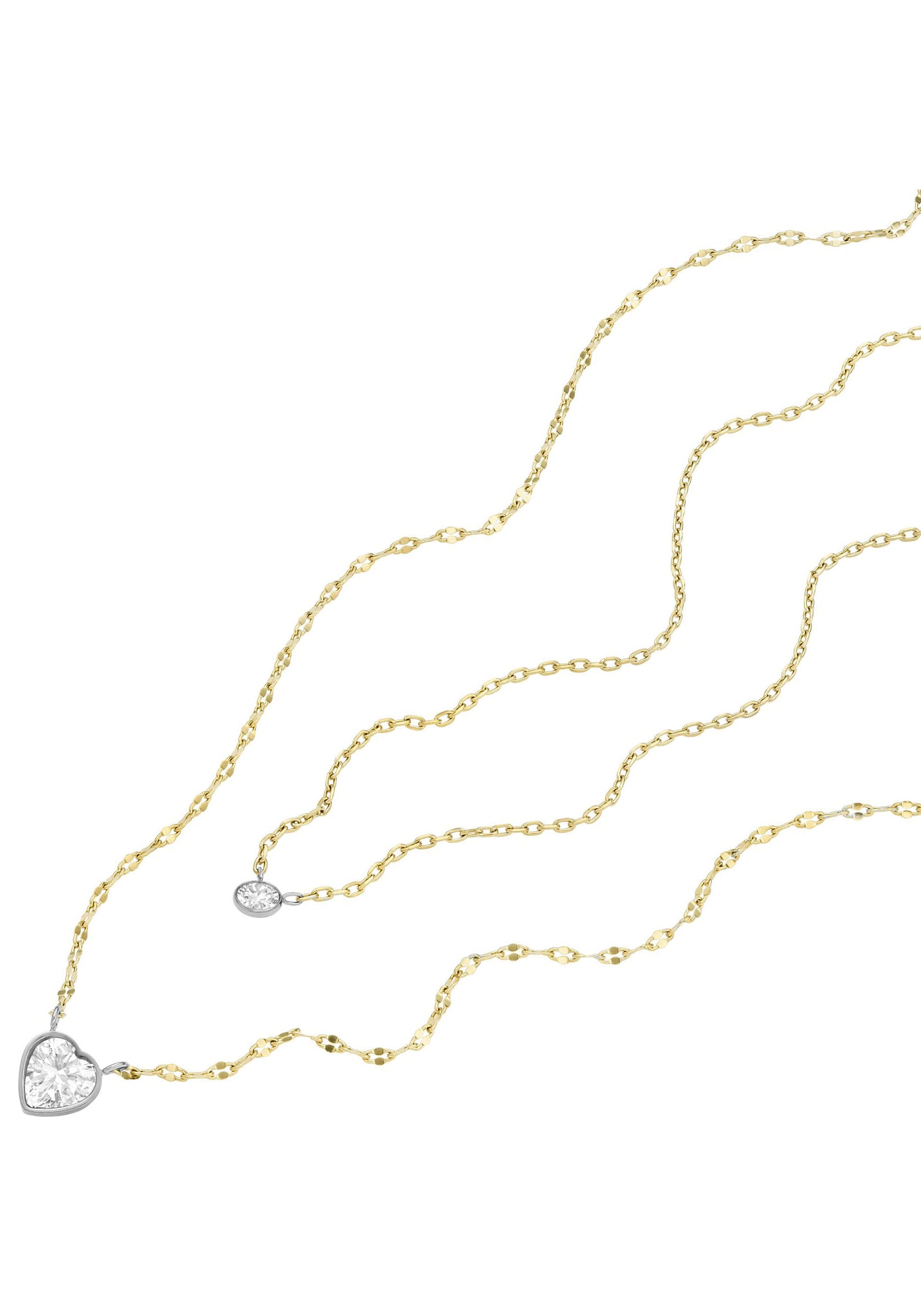 Fossil Kette mit Anhänger »Herz, Kreis, SADIE, JF04357998«, mit Zirkonia (synth.)