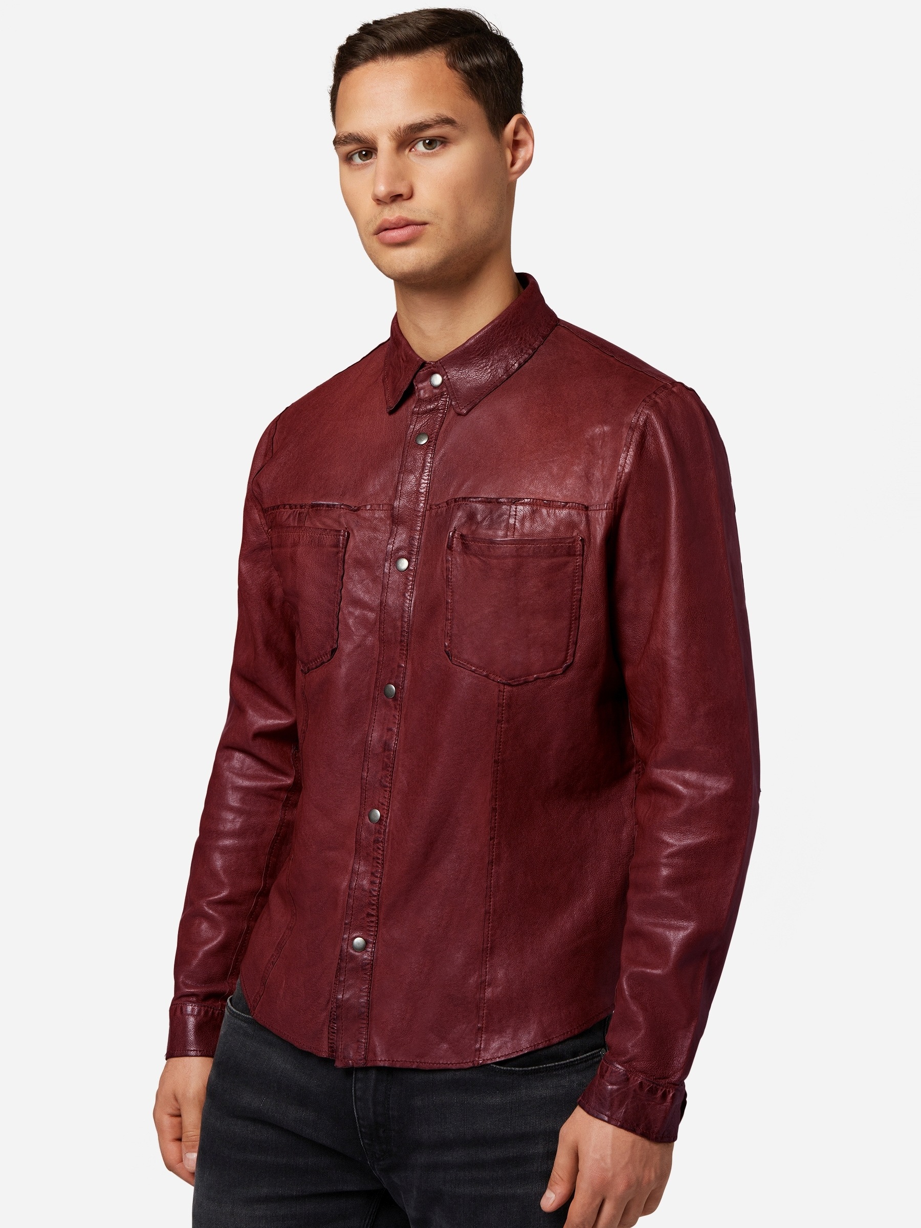 RICANO Langarmhemd »Lederjacke Reverse Shirt« Handgefertigt aus echtem Leder