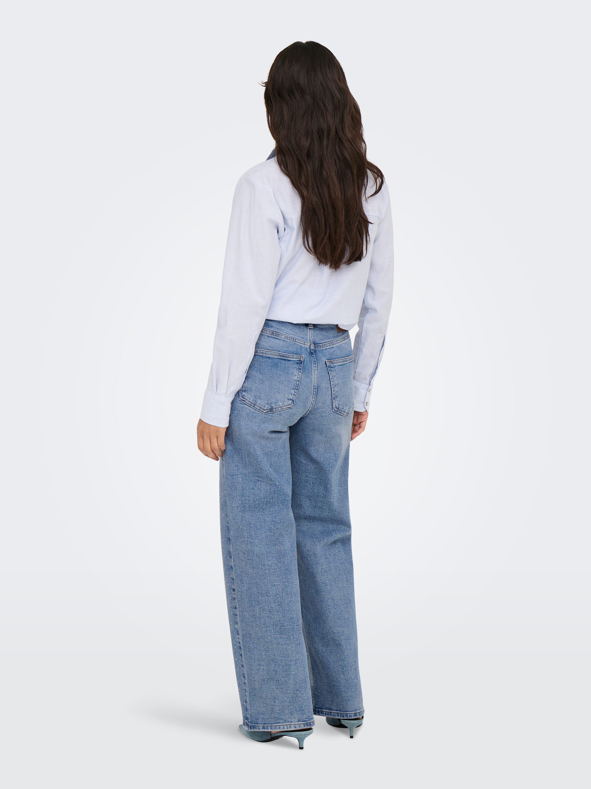 ONLY High-waist-Jeans »ONLJUICY HW RHINESTONE WIDE REA365 DNM« Baumwollmischung, Pailletten-Details, high waist, wide fit