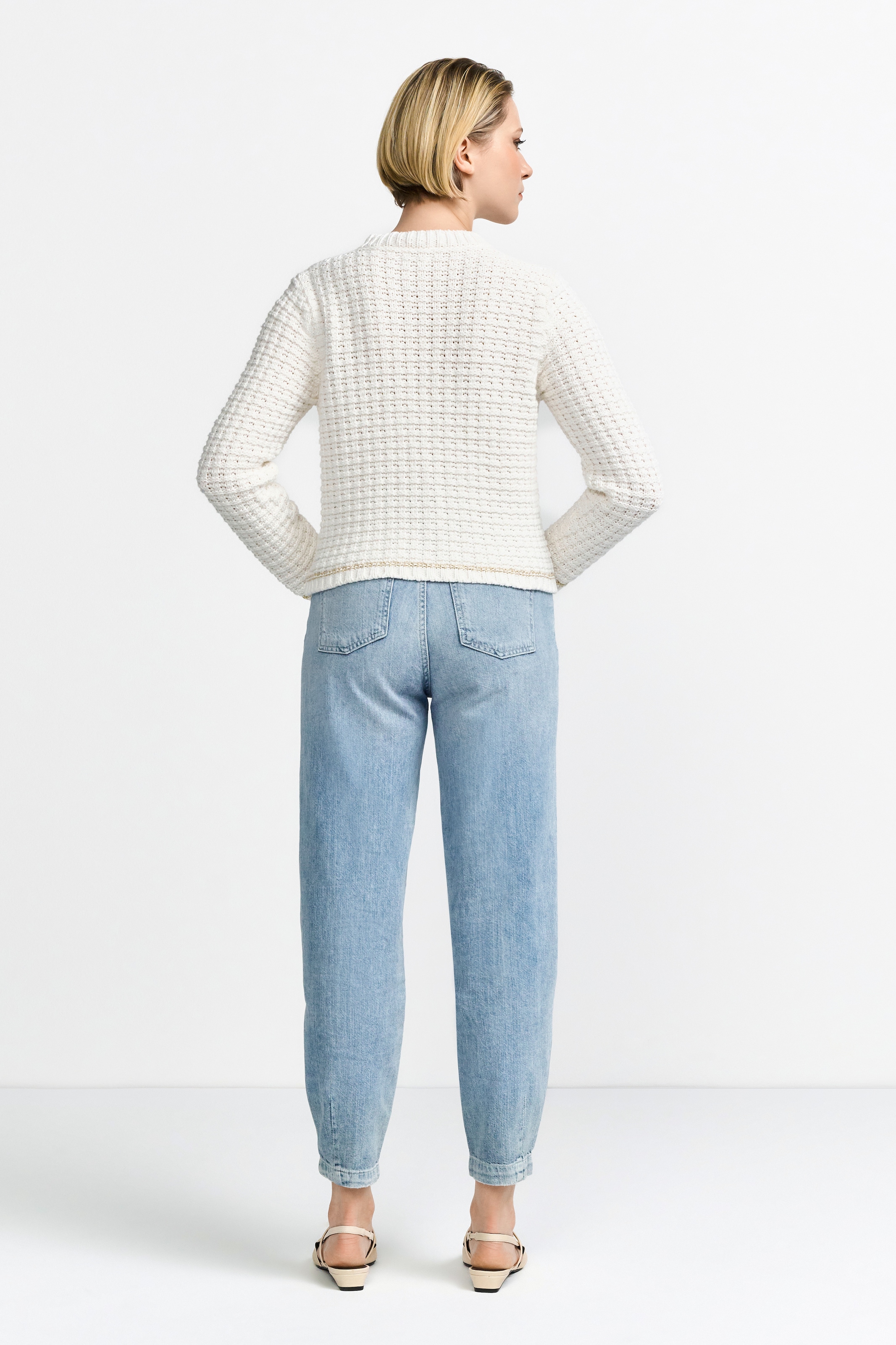 RICHROYAL Strickjacke, Mit goldenem Effektgarn an Saum und Ärmeln