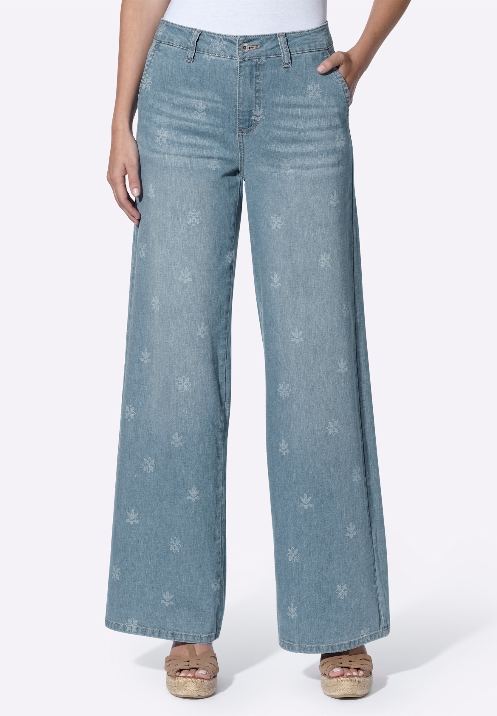 heine Bequeme Jeans »Jeans Jeans mit Laser-Blumendruck«