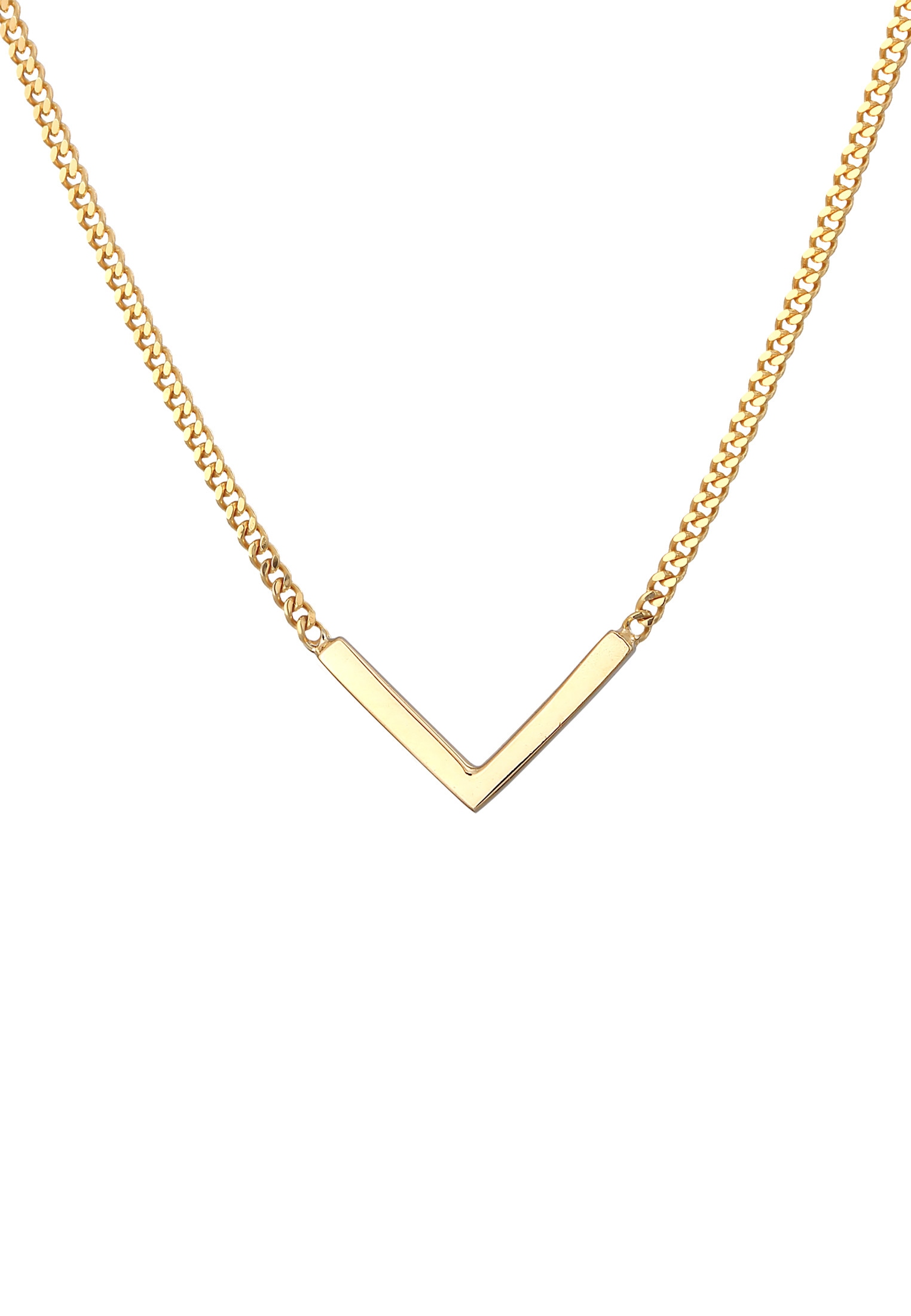Elli Premium Kette mit Anhänger »Halskette V-Kette Geo Minimal 375 Gelbgold«