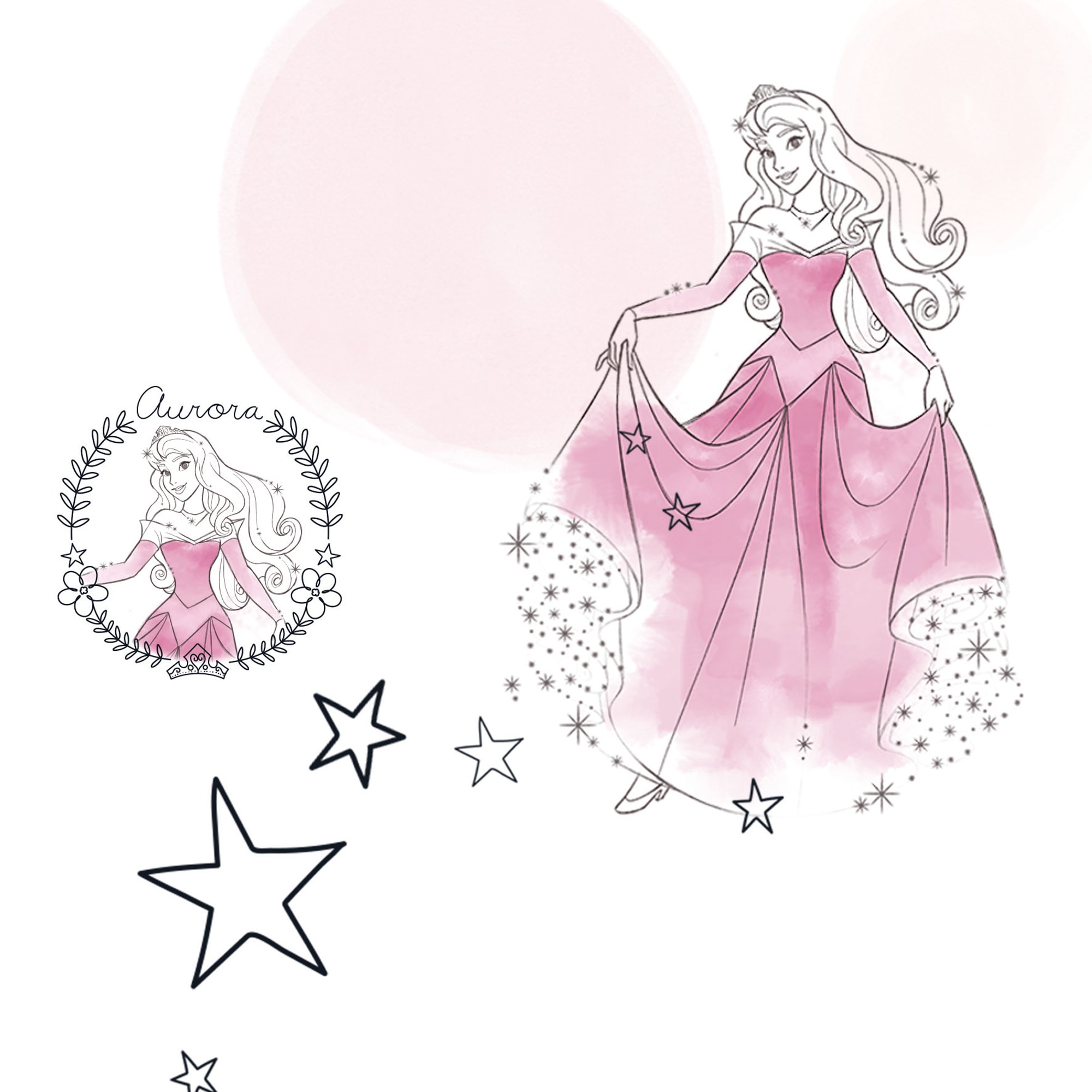 Komar Vliestapete »Princess Pretty Pastel« bedruckt glatt Rolle mit 53 x 1005 cm