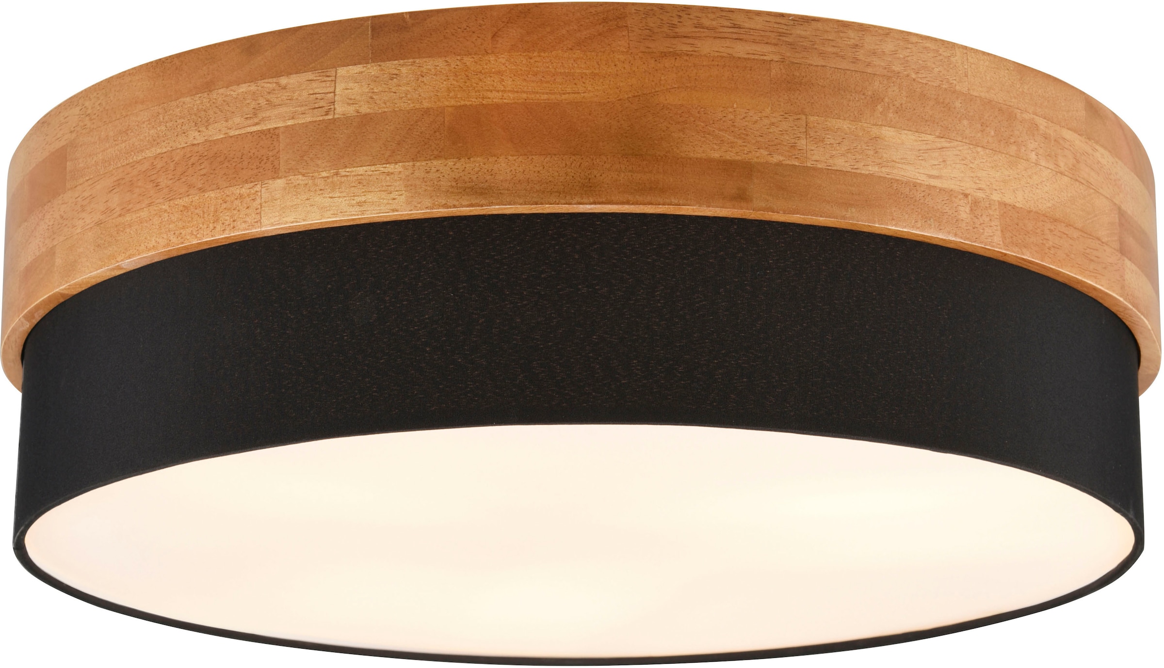 TRIO Leuchten Deckenleuchte »Seasons«, 3 flammig, Leuchtmittel E27 | ohne Leuchtmittel, Deckenlampe Holz mit Stoffschirm Ø50cm exkl 3xE27 max 40W