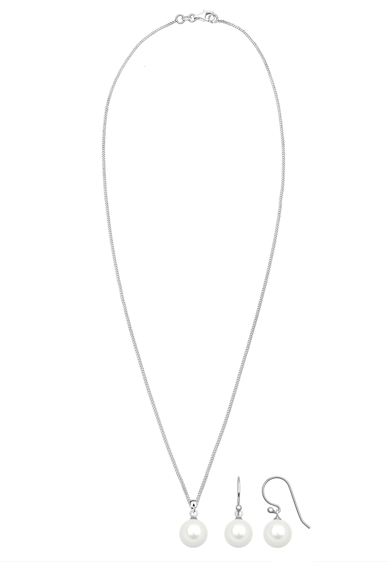 Elli Ohrring und Ketten Set »Schmuckset Muschelkernperle Weiß 925 Sterling Silber«