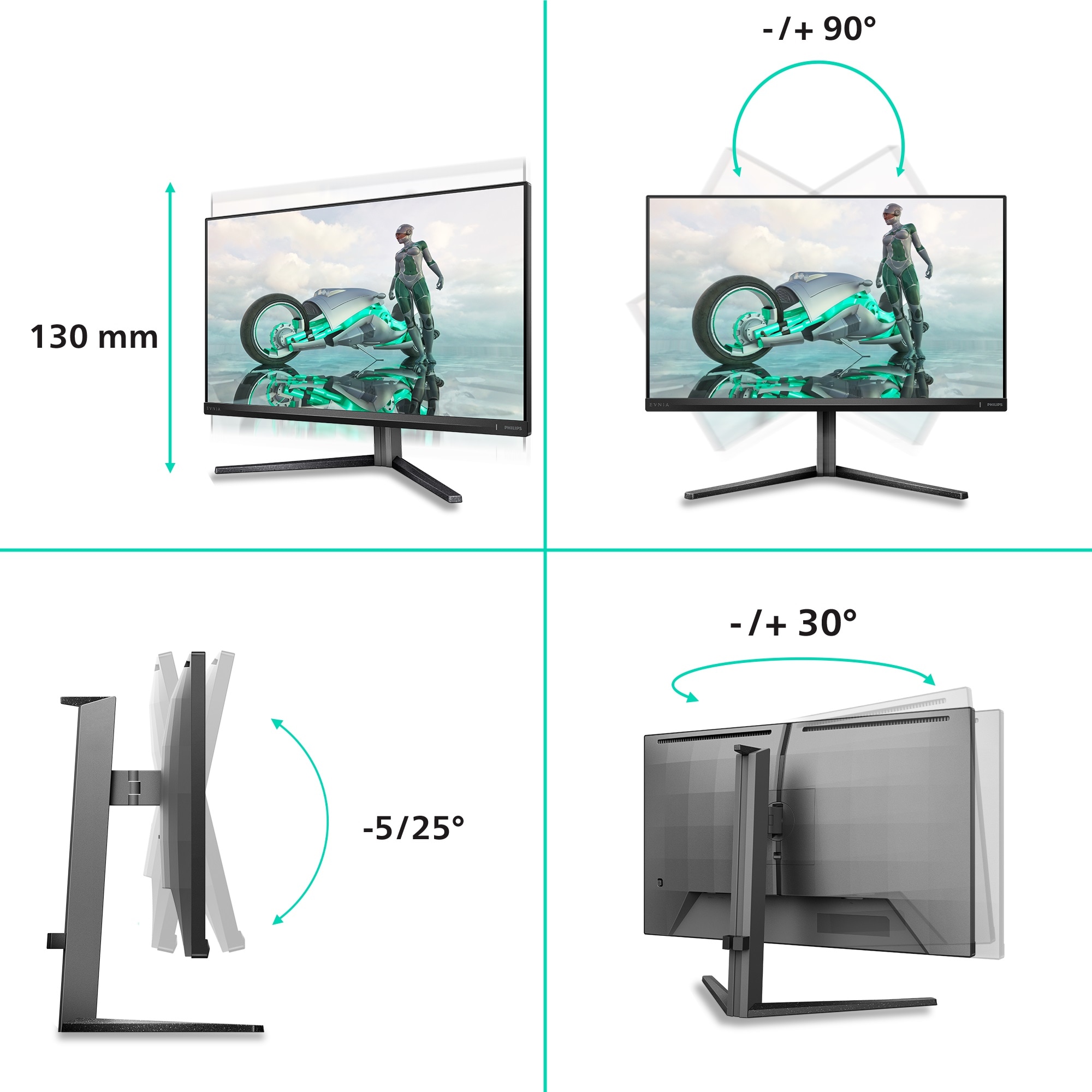 Philips Gaming-LED-Monitor »27M2N3800A« 68,5 cm/27 ″  3840 x 2160 px 1 Reaktionszeit 160 Hz Dual Frame, Pivot, Drehbar, Neigbar, Höhenverstellbar, Lautsprecher