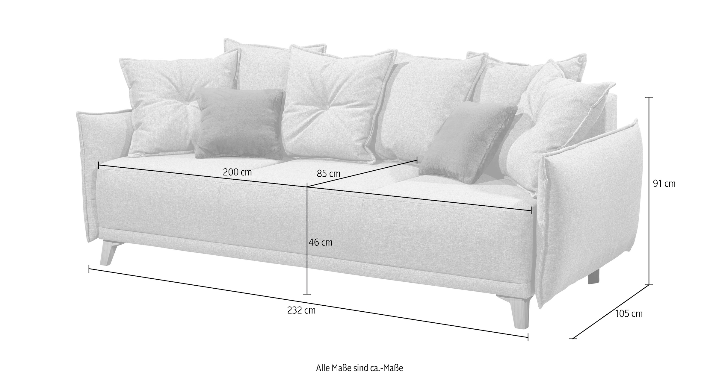 ED EXCITING DESIGN Schlafsofa »Pamplona«, mit Bettkasten & Zierkissen